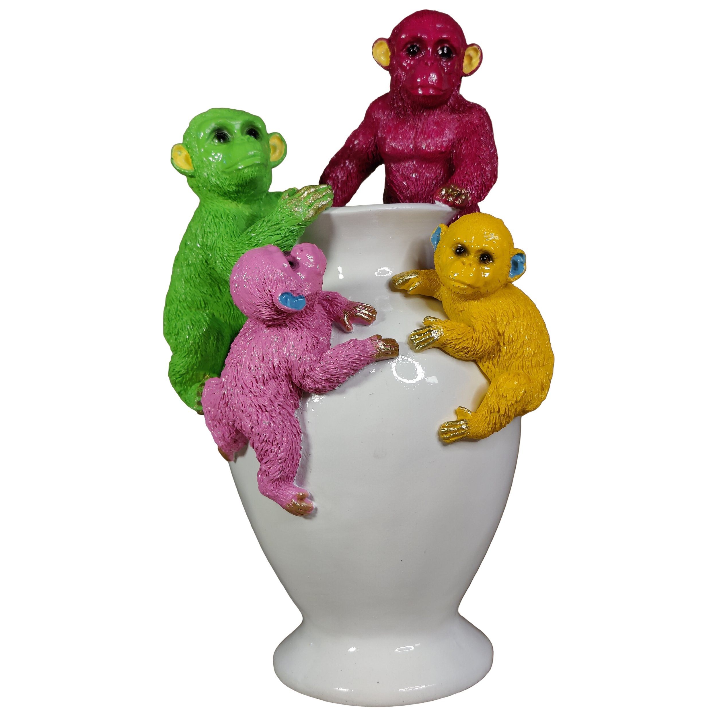 Kunstblumen Vase Deko Vase modern – Designer Vasen mit Tieren Papagei Affe Echse Tischdeko Vase bunt