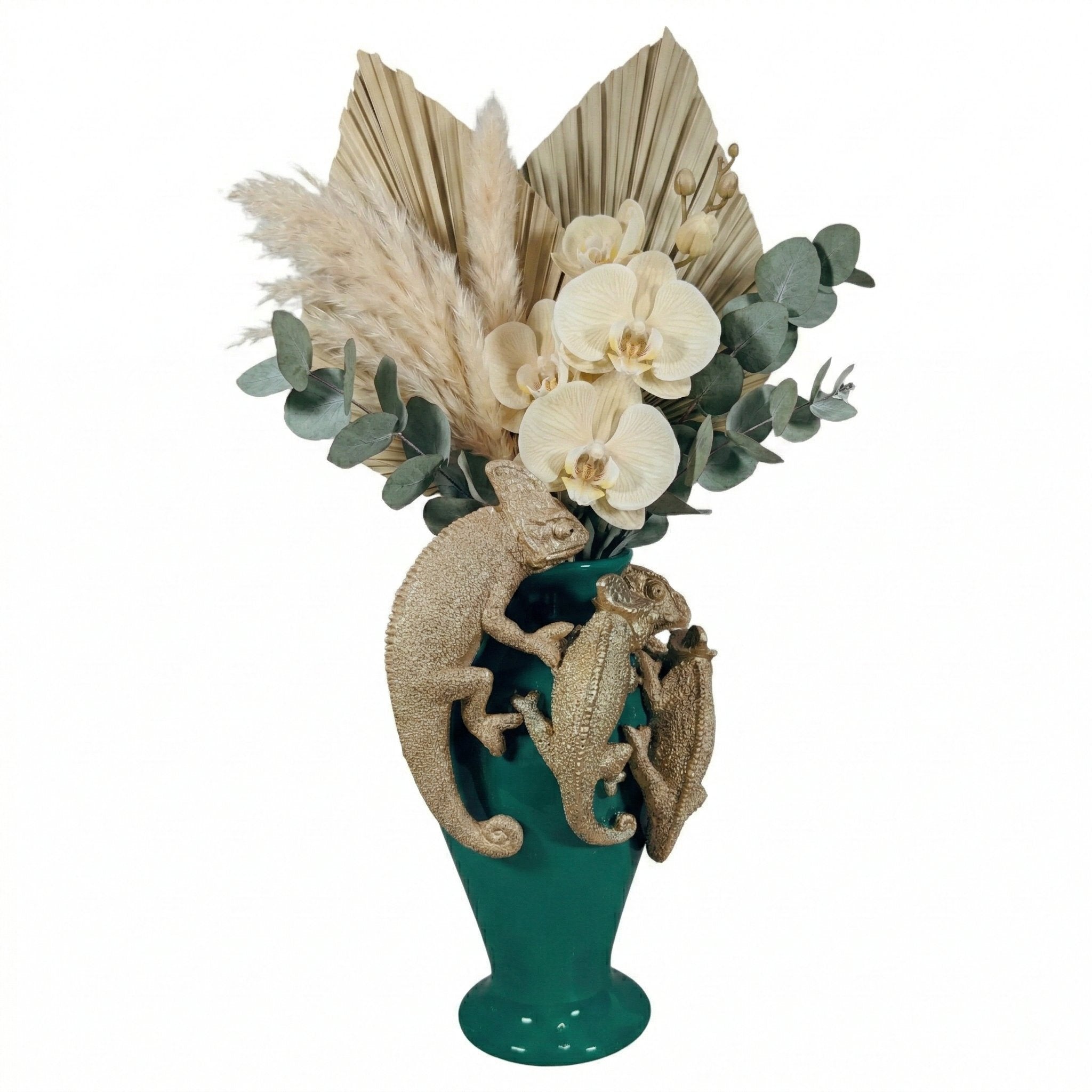 Kunstblumen Vase Deko Vase modern – Designer Vasen mit Tieren Papagei Affe Echse Tischdeko Vase bunt