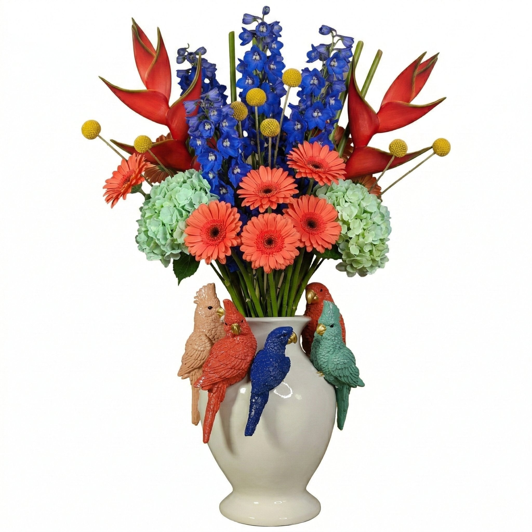 Kunstblumen Vase Deko Vase modern – Designer Vasen mit Tieren Papagei Affe Echse Tischdeko Vase bunt