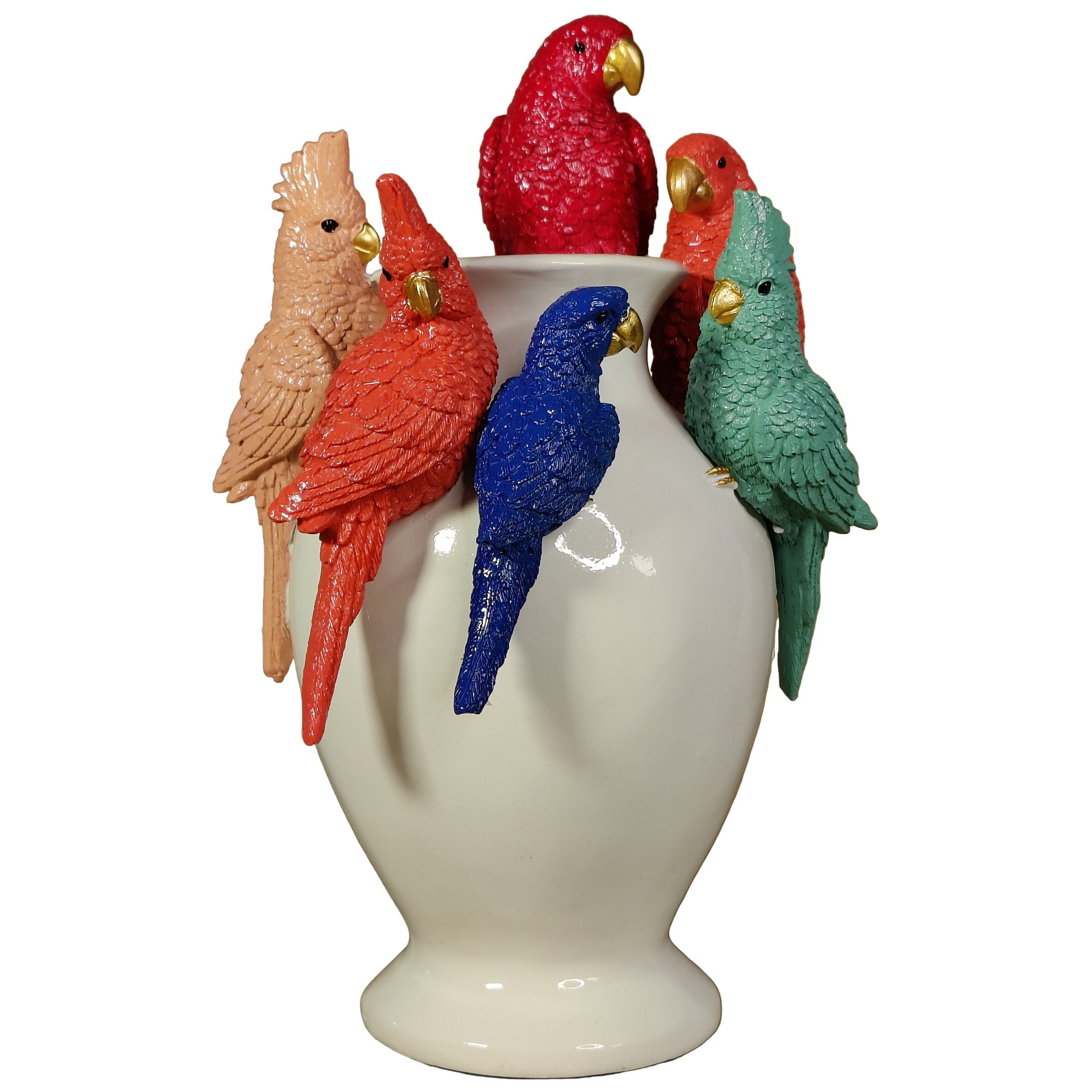 Kunstblumen Vase Deko Vase modern – Designer Vasen mit Tieren Papagei Affe Echse Tischdeko Vase bunt