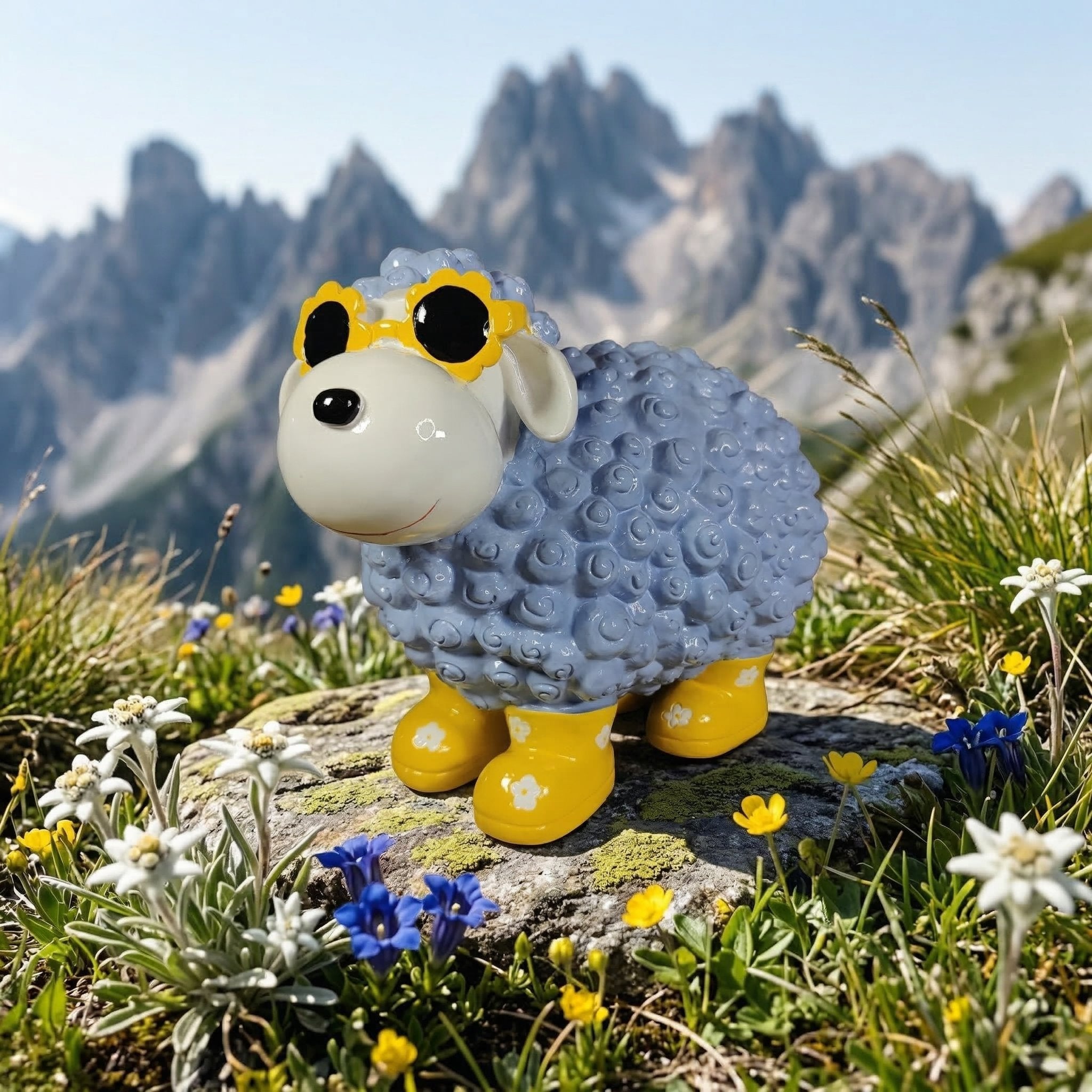 Schaf Figur mit Blumenbrille Deko Schaf Gartenfigur Schaf bunte Gartenschafe für Haus und Garten