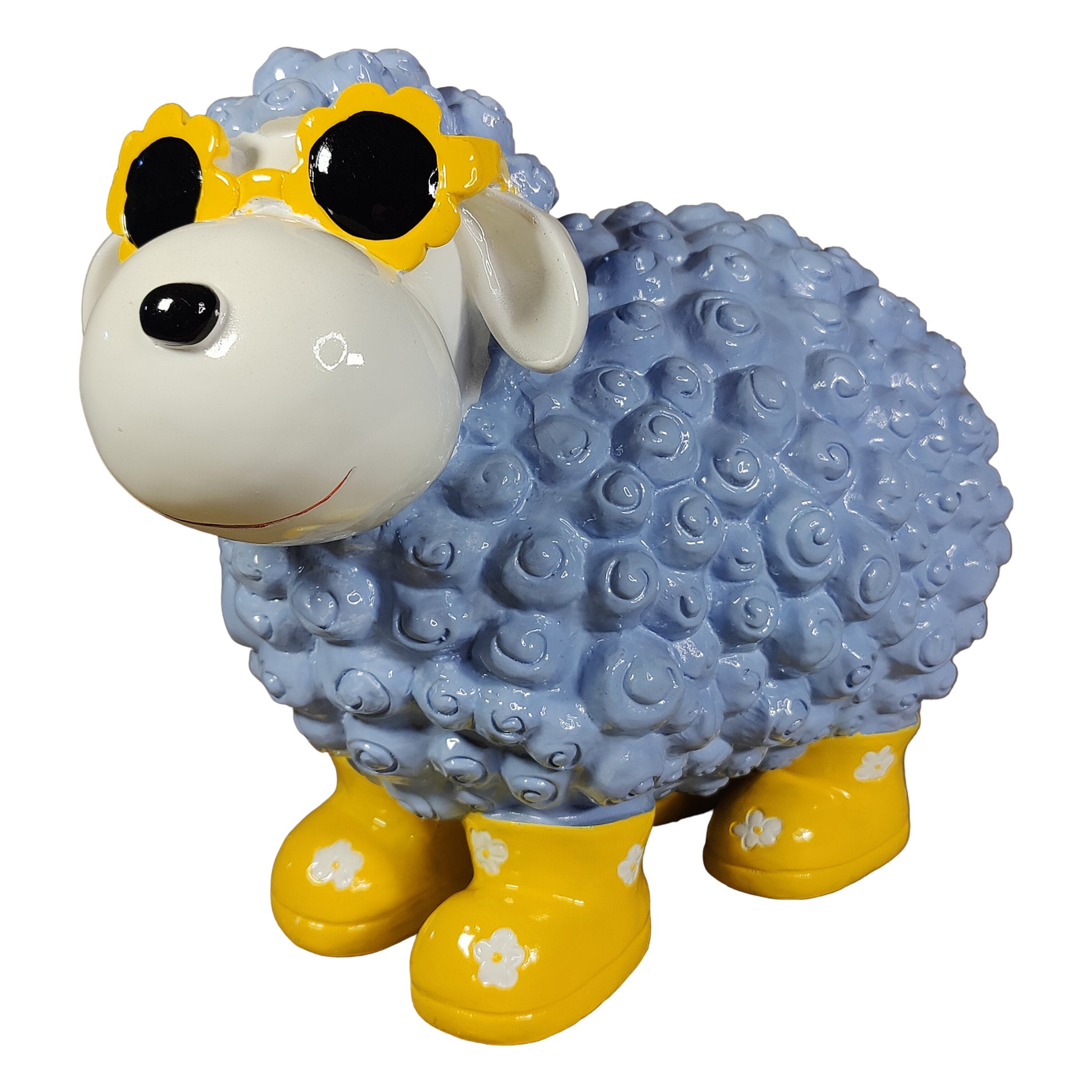 Schaf Figur mit Blumenbrille Deko Schaf Gartenfigur Schaf bunte Gartenschafe für Haus und Garten