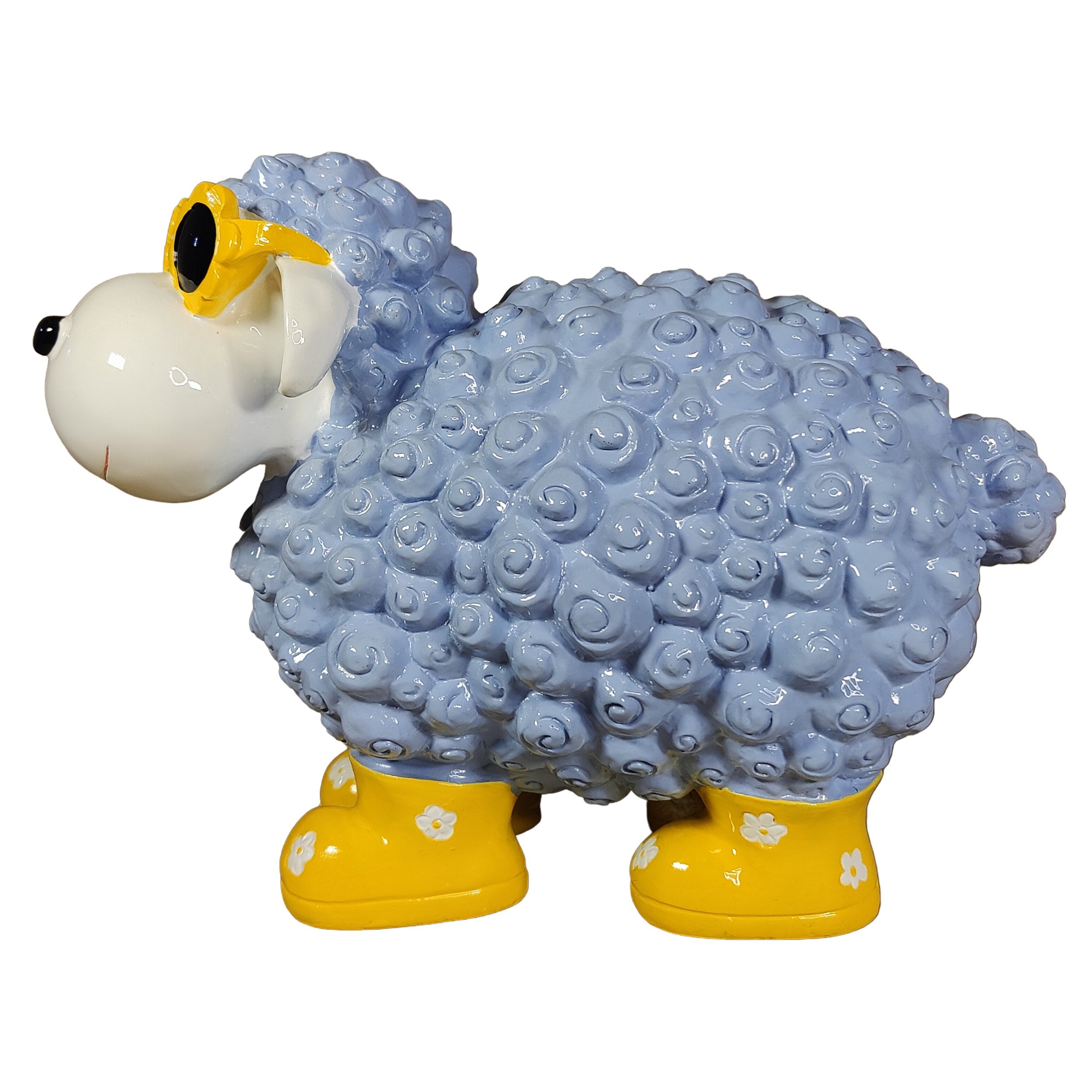 Schaf Figur mit Blumenbrille Deko Schaf Gartenfigur Schaf bunte Gartenschafe für Haus und Garten