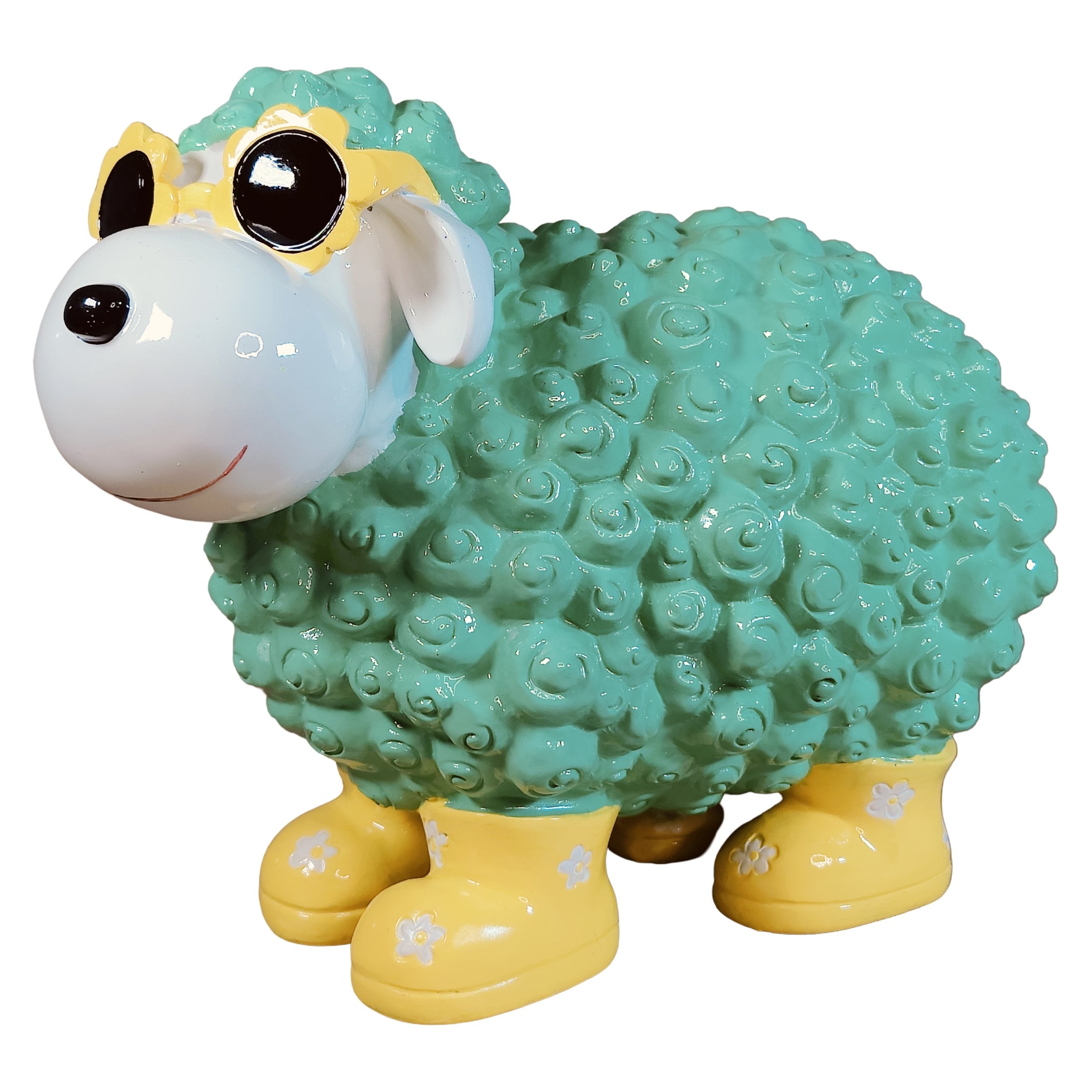 Schaf Figur mit Blumenbrille Deko Schaf Gartenfigur Schaf bunte Gartenschafe für Haus und Garten