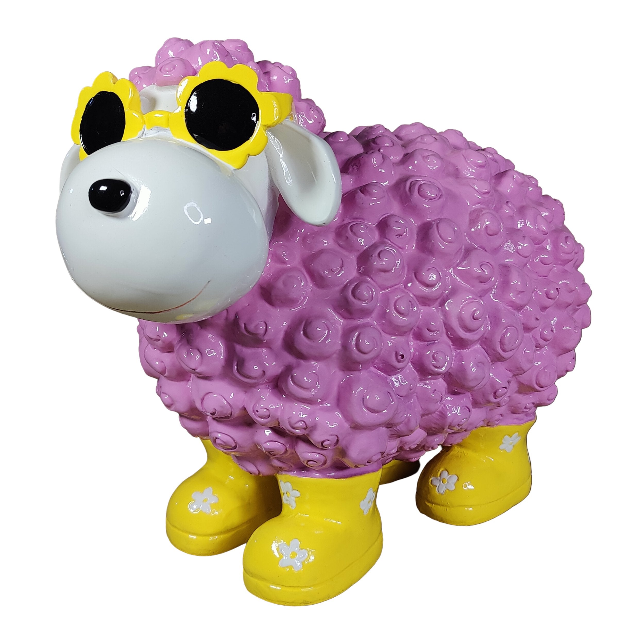 Schaf Figur mit Blumenbrille Deko Schaf Gartenfigur Schaf bunte Gartenschafe für Haus und Garten