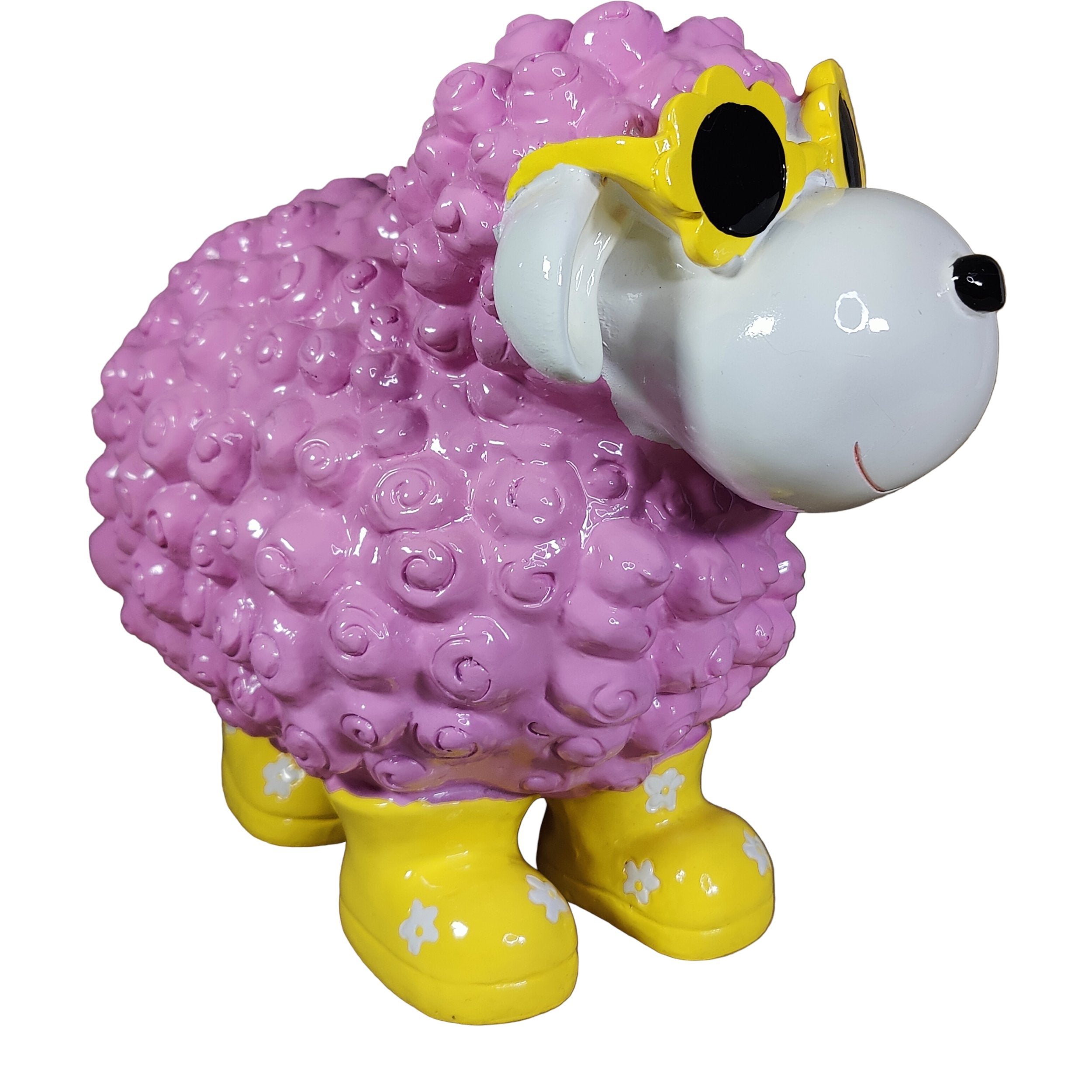 Schaf Figur mit Blumenbrille Deko Schaf Gartenfigur Schaf bunte Gartenschafe für Haus und Garten