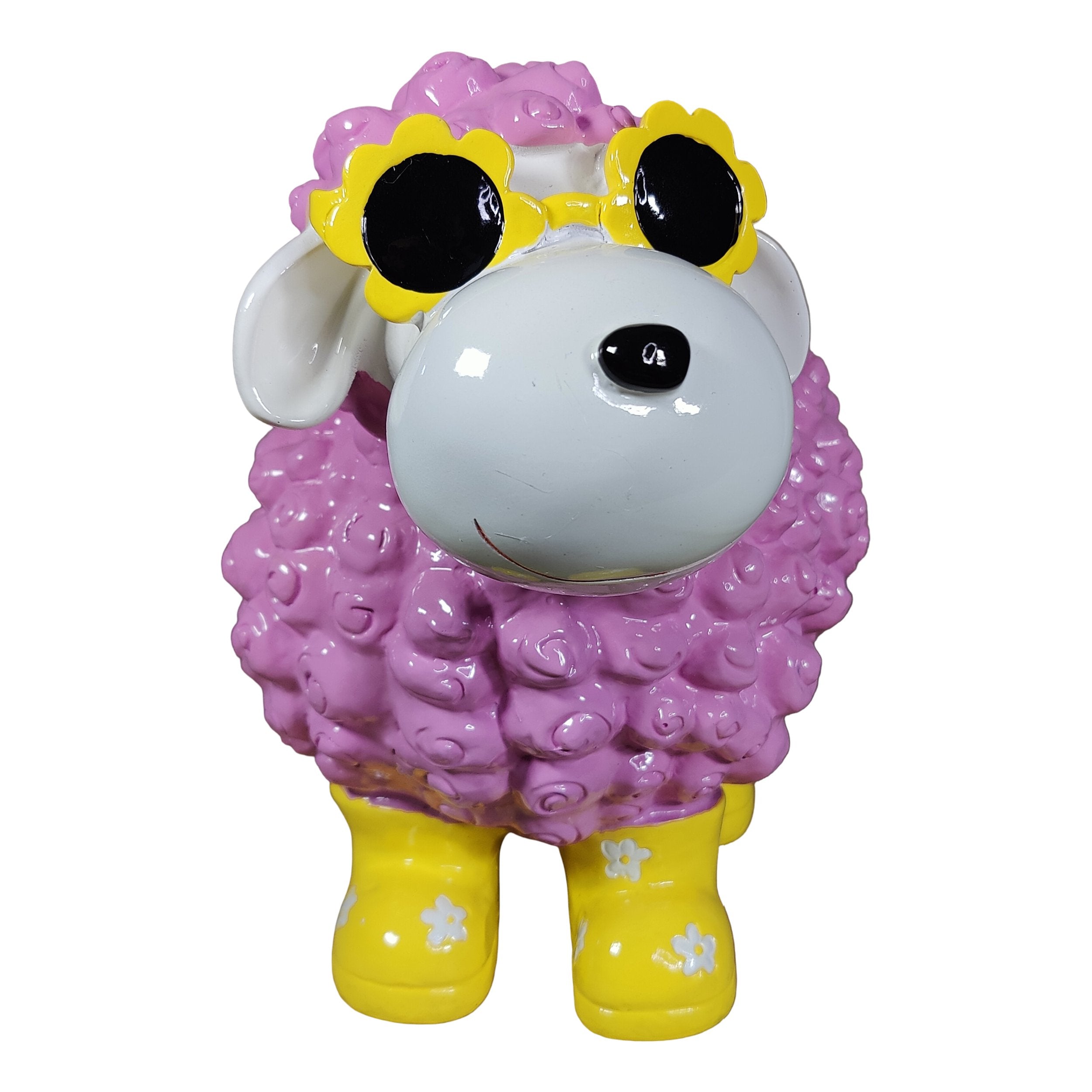Schaf Figur mit Blumenbrille Deko Schaf Gartenfigur Schaf bunte Gartenschafe für Haus und Garten