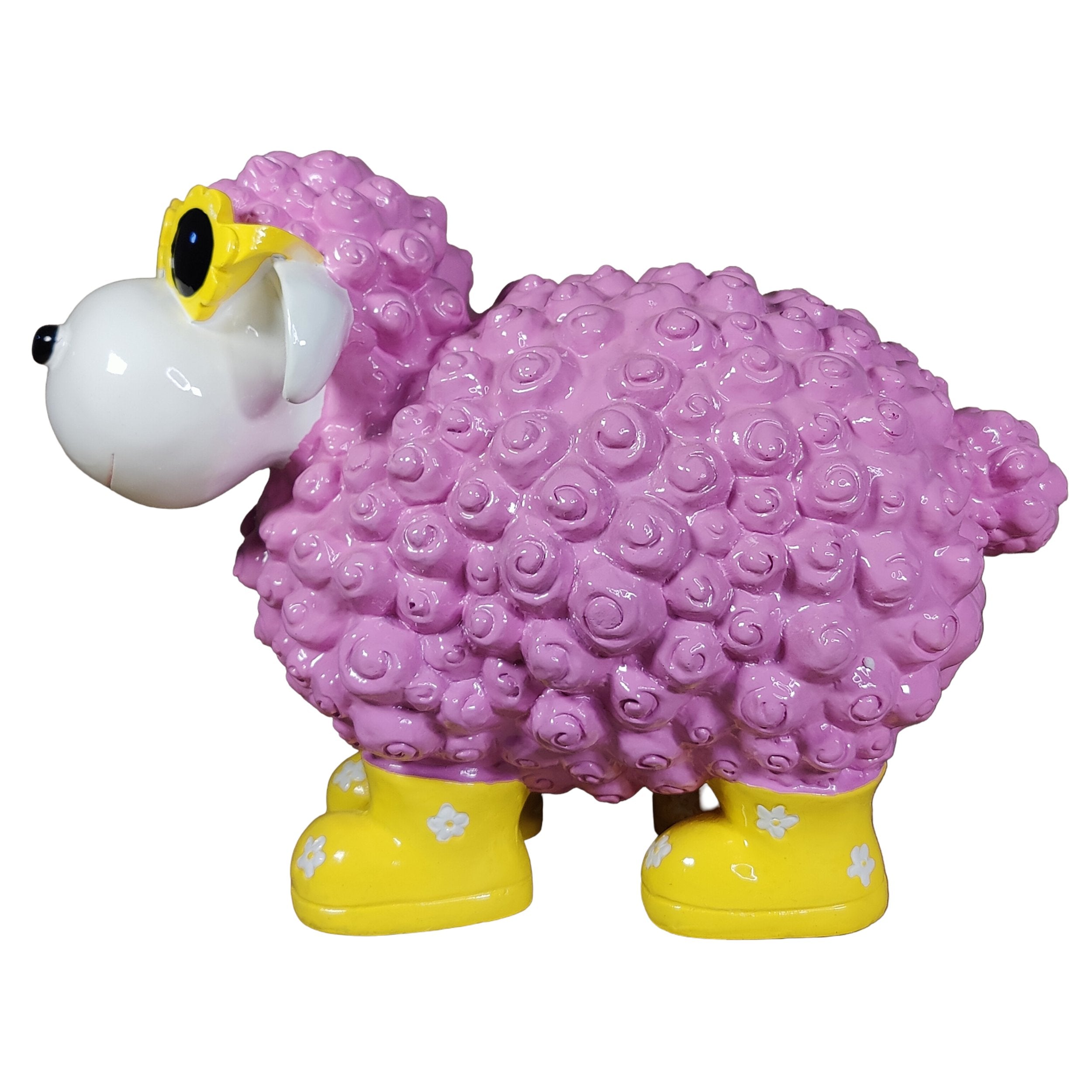 Schaf Figur mit Blumenbrille Deko Schaf Gartenfigur Schaf bunte Gartenschafe für Haus und Garten
