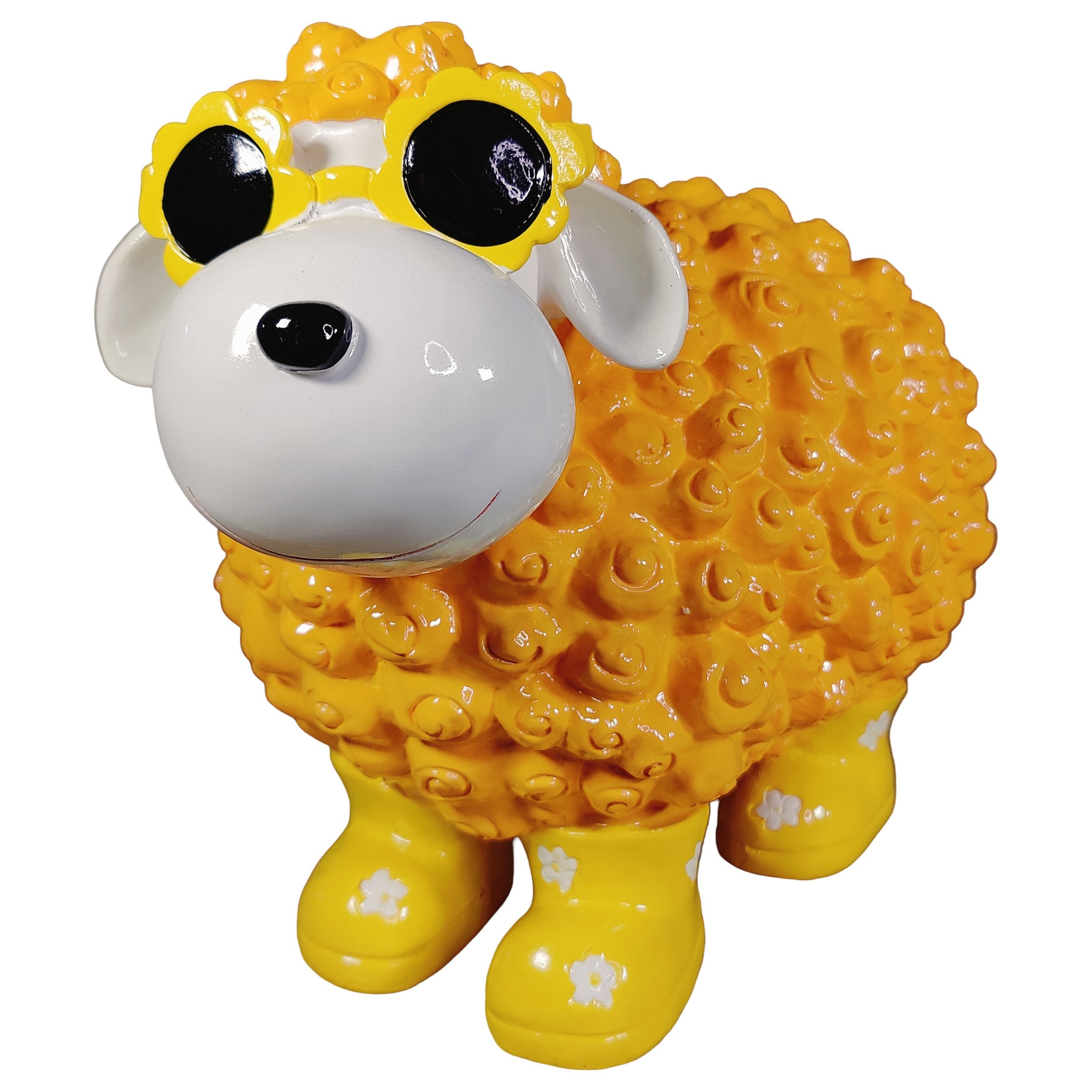 Schaf Figur mit Blumenbrille Deko Schaf Gartenfigur Schaf bunte Gartenschafe für Haus und Garten