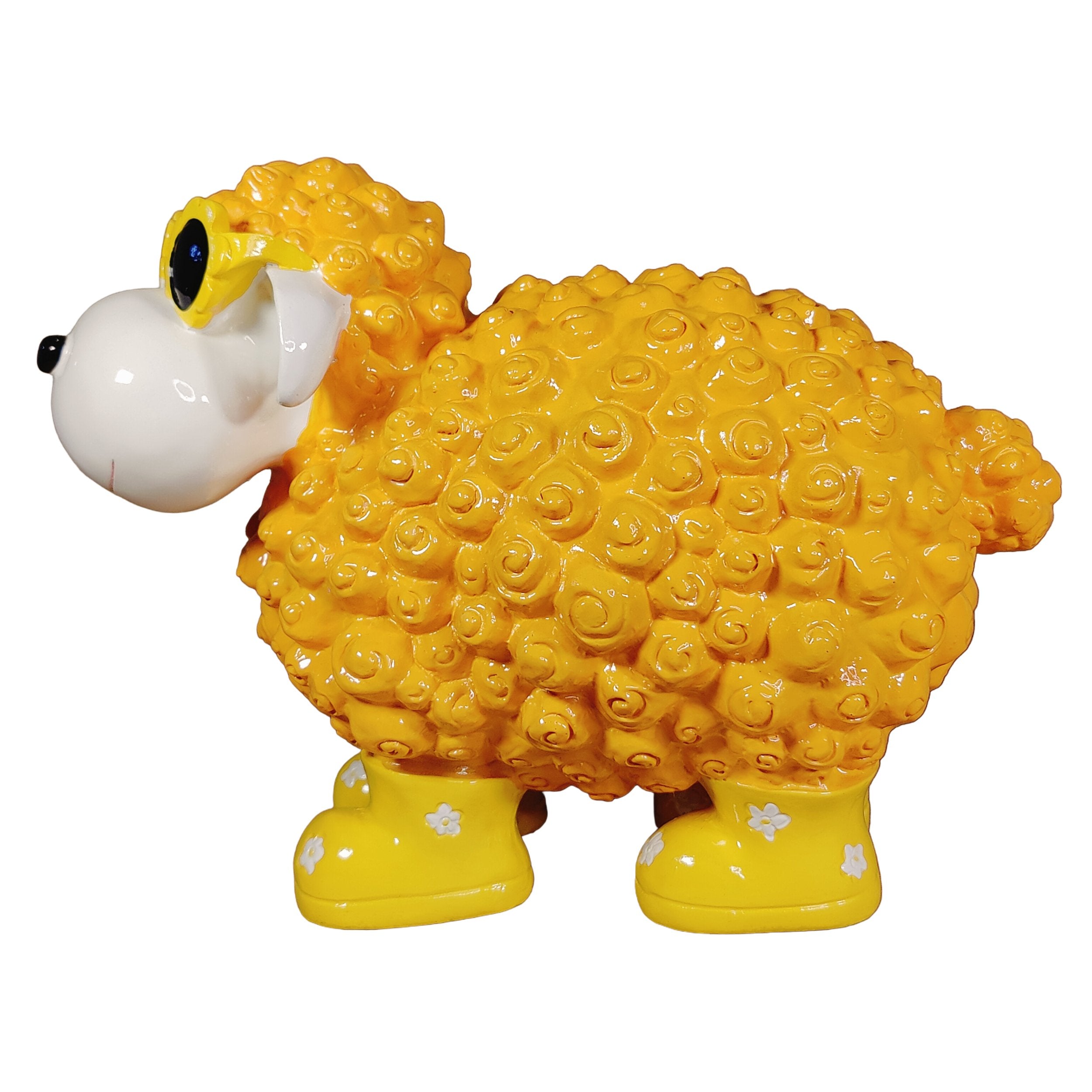Schaf Figur mit Blumenbrille Deko Schaf Gartenfigur Schaf bunte Gartenschafe für Haus und Garten