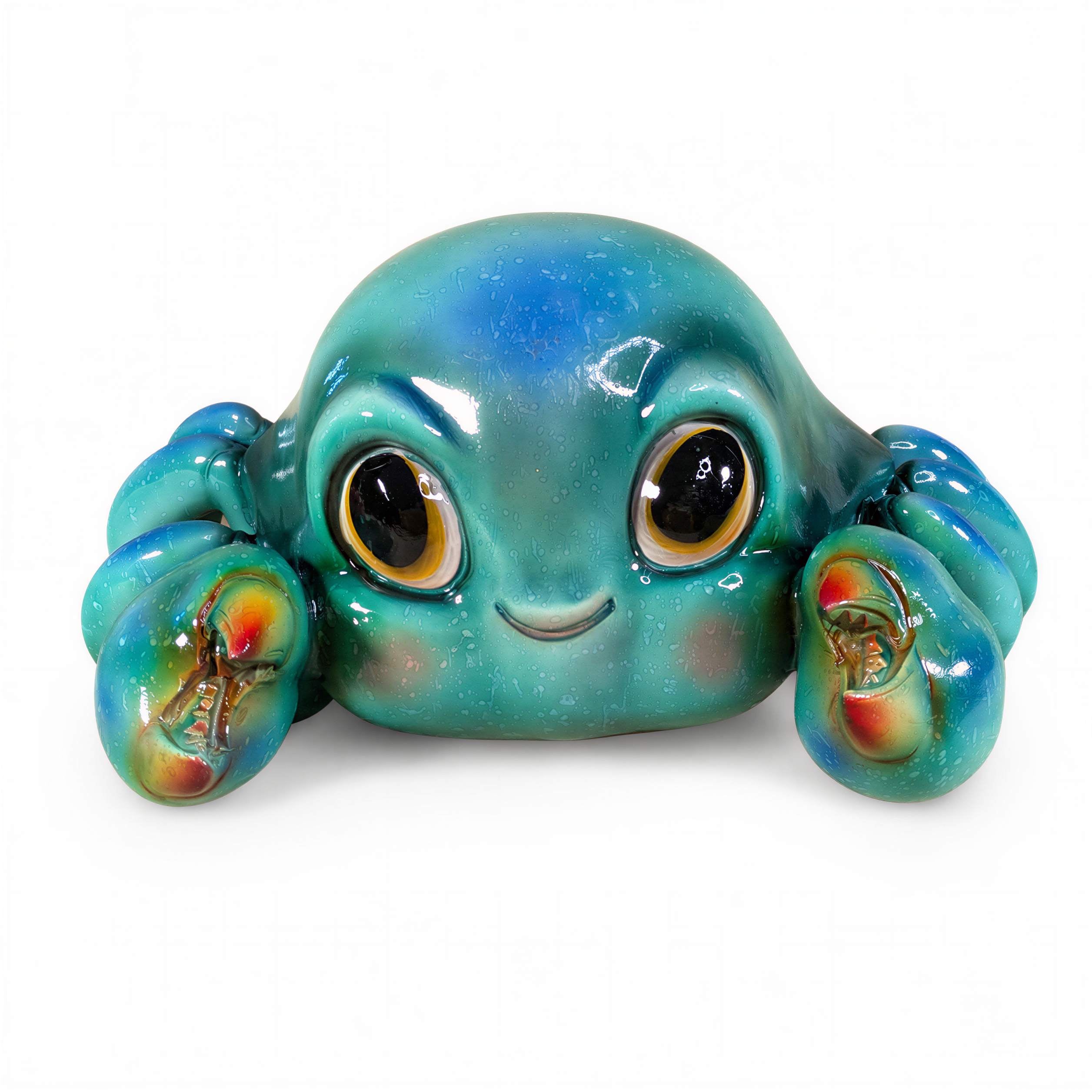 GlossiBande Krabbe Figur glänzend Deko Krabbe groß oder klein in Blau und Orange