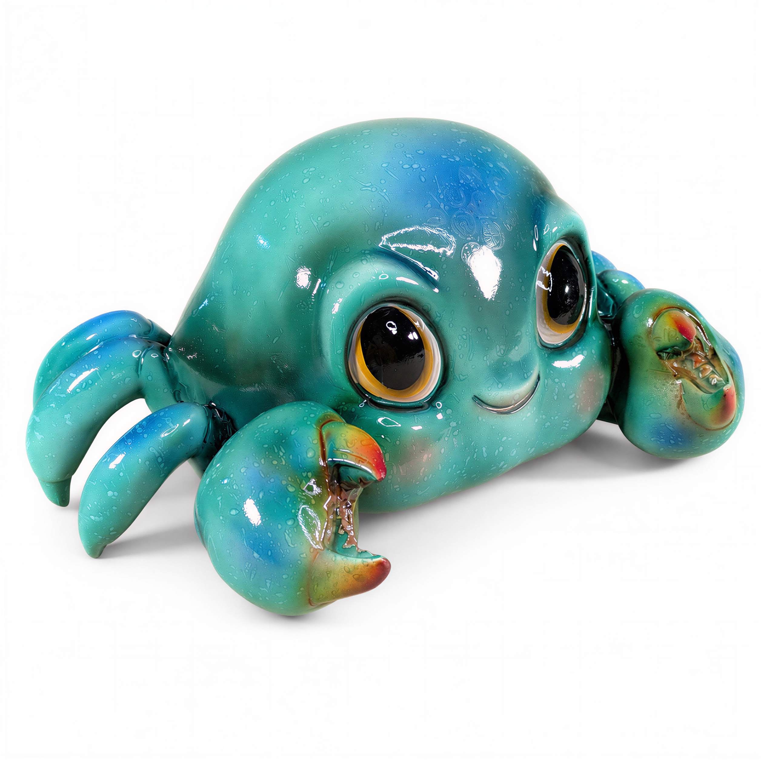 GlossiBande Krabbe Figur glänzend Deko Krabbe groß oder klein in Blau und Orange