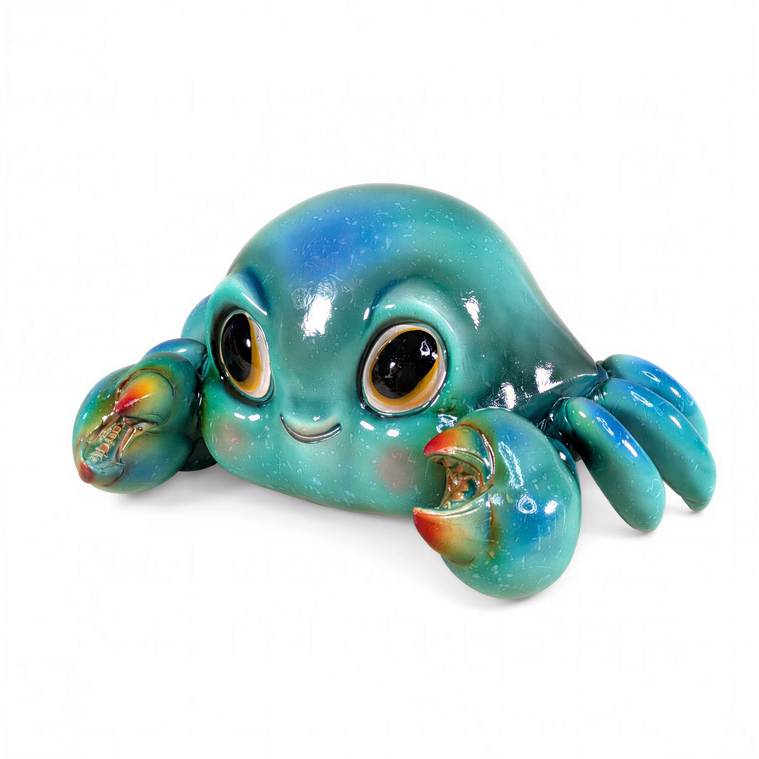 GlossiBande Krabbe Figur glänzend Deko Krabbe groß oder klein in Blau und Orange