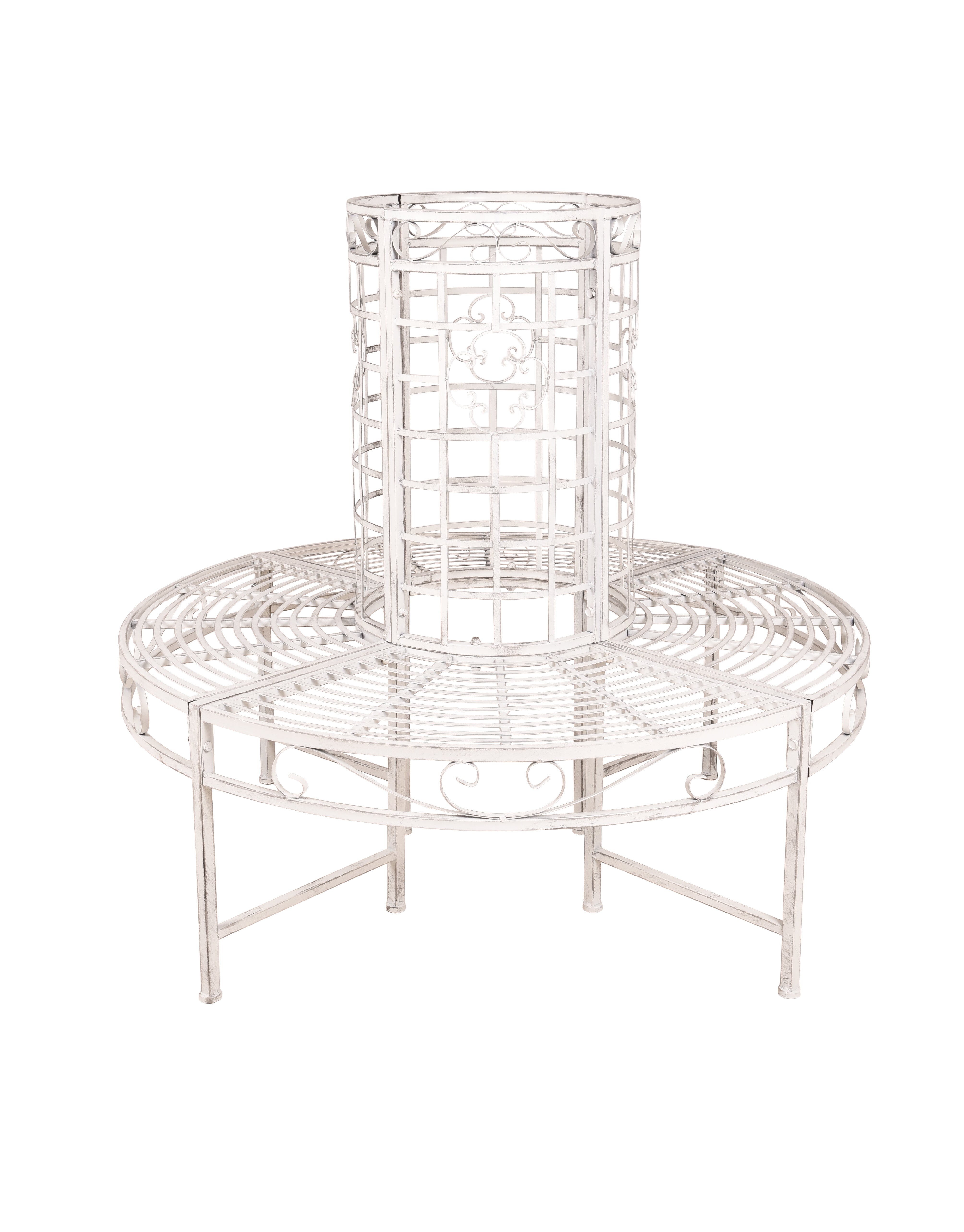 Baumbank LARISSA Rundbank Gartenbank Metallbank Garden Pleasure antik-weiß