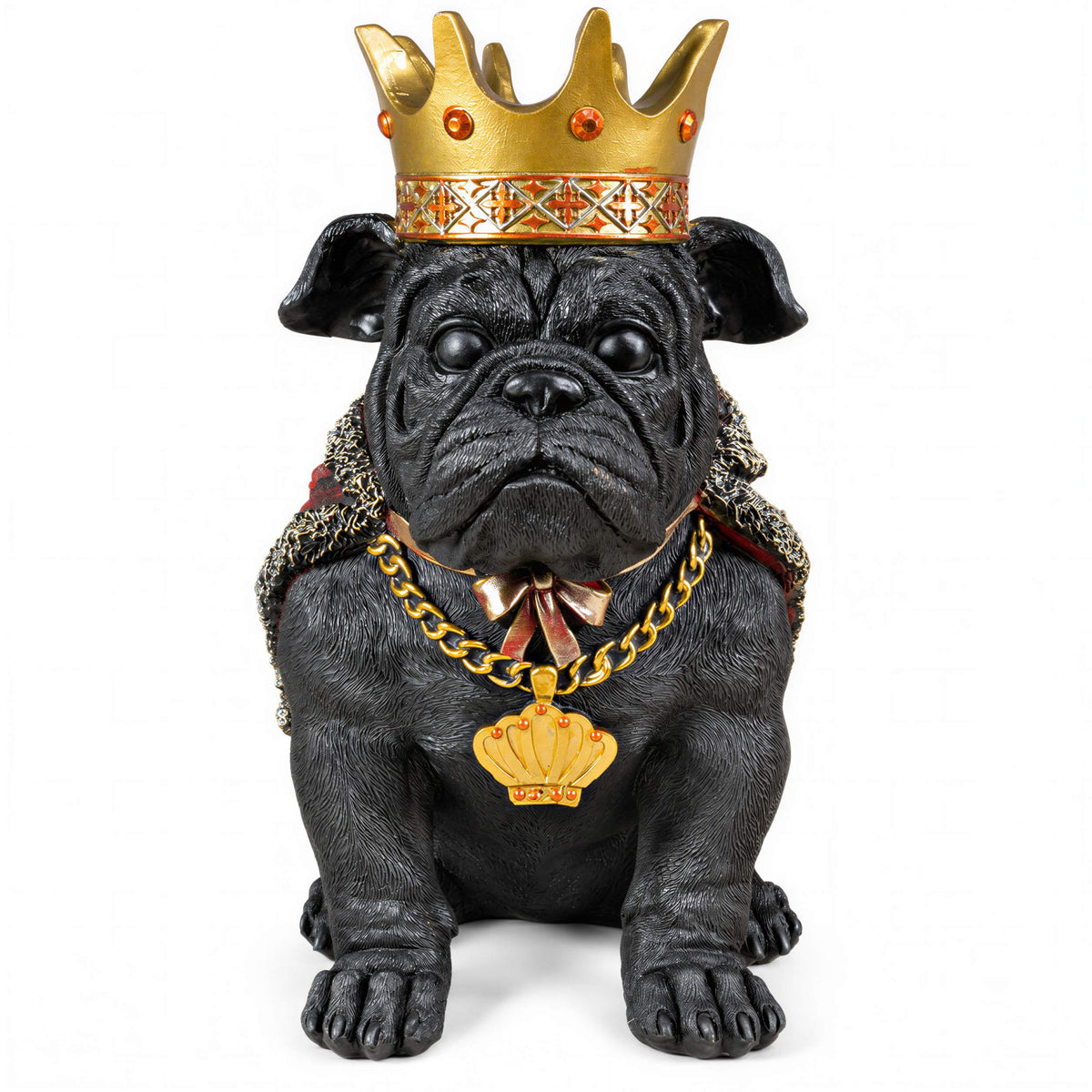 Bulldogge Figur mit Krone Urban Royals Deko Hundefigur handbemalt schwarz oder gold