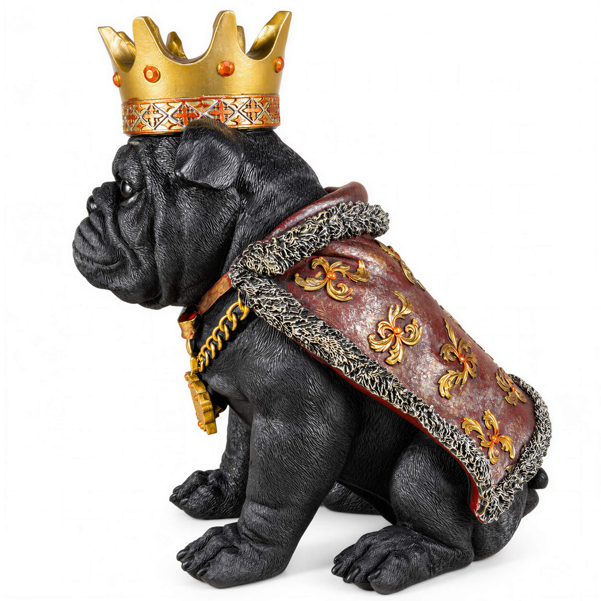Bulldogge Figur mit Krone Urban Royals Deko Hundefigur handbemalt schwarz oder gold