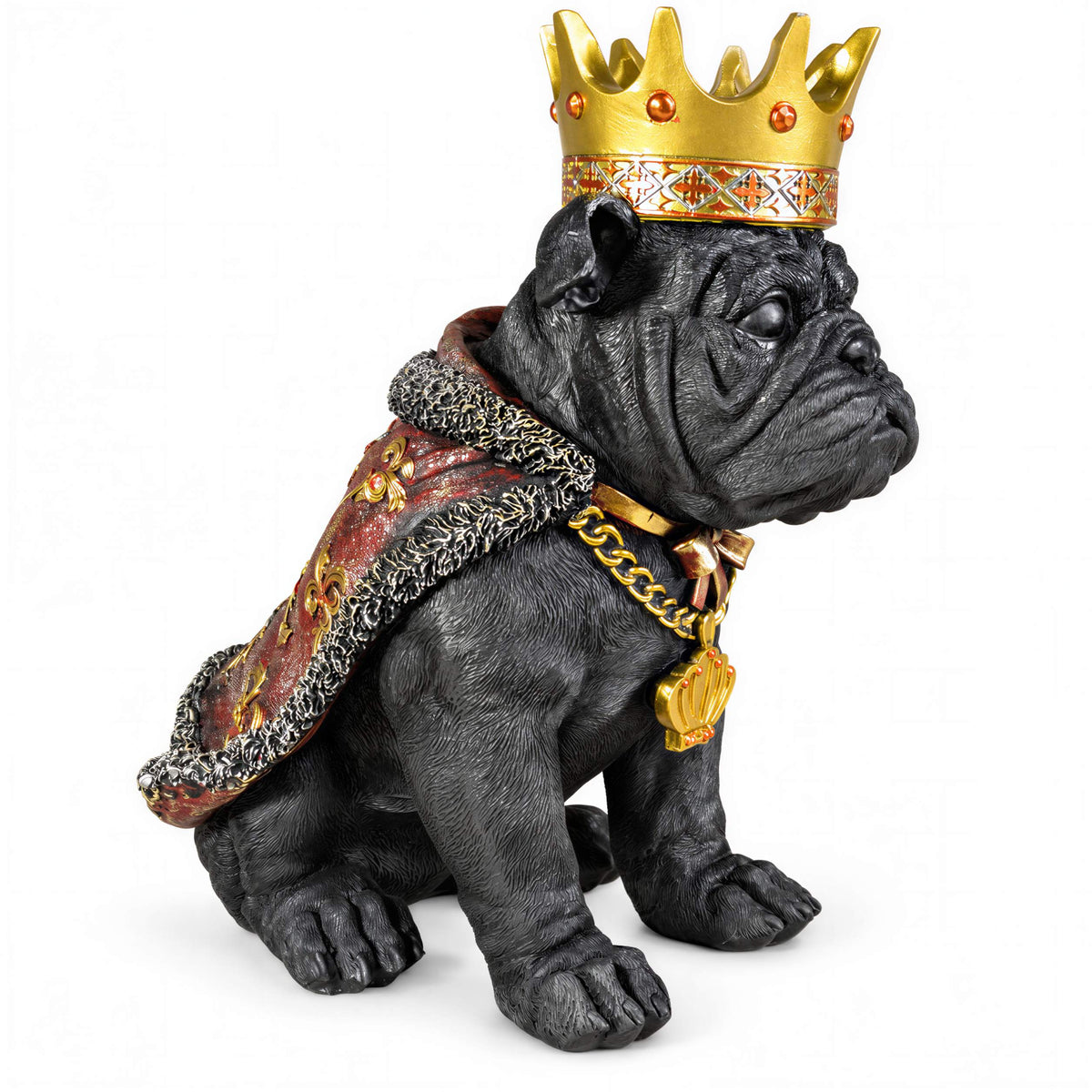 Bulldogge Figur mit Krone Urban Royals Deko Hundefigur handbemalt schwarz oder gold