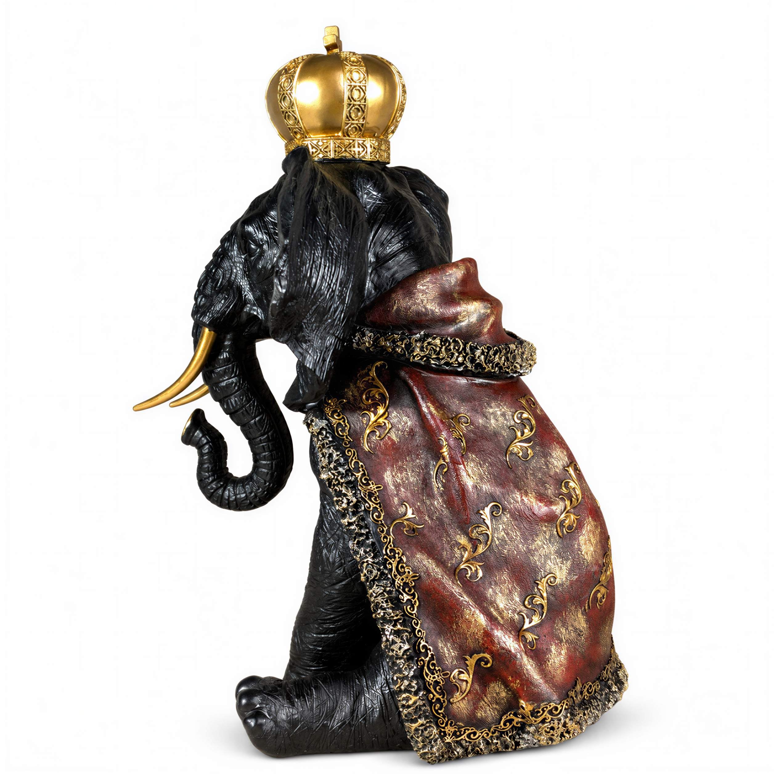Elefant Figur mit Krone Dekofigur in Schwarz-Gold oder Gold-Rot