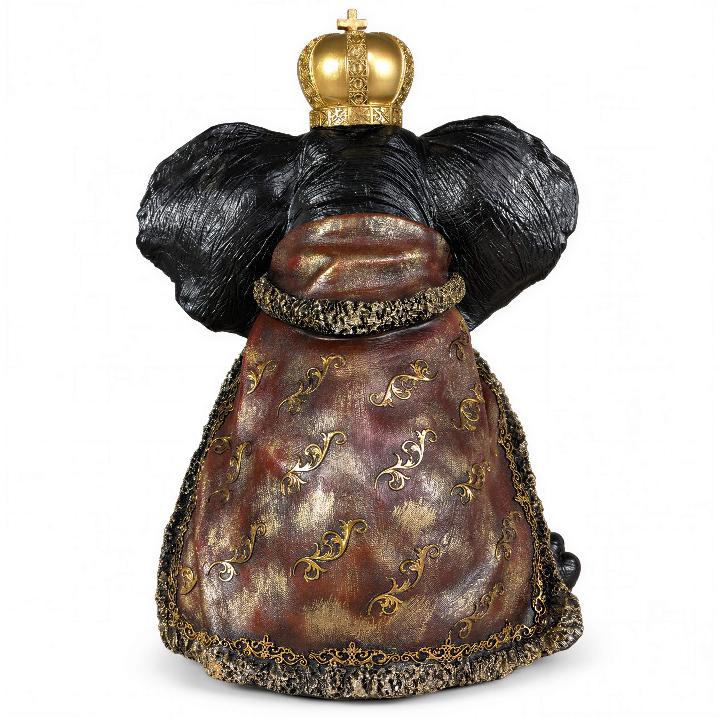 Elefant Figur mit Krone Dekofigur in Schwarz-Gold oder Gold-Rot