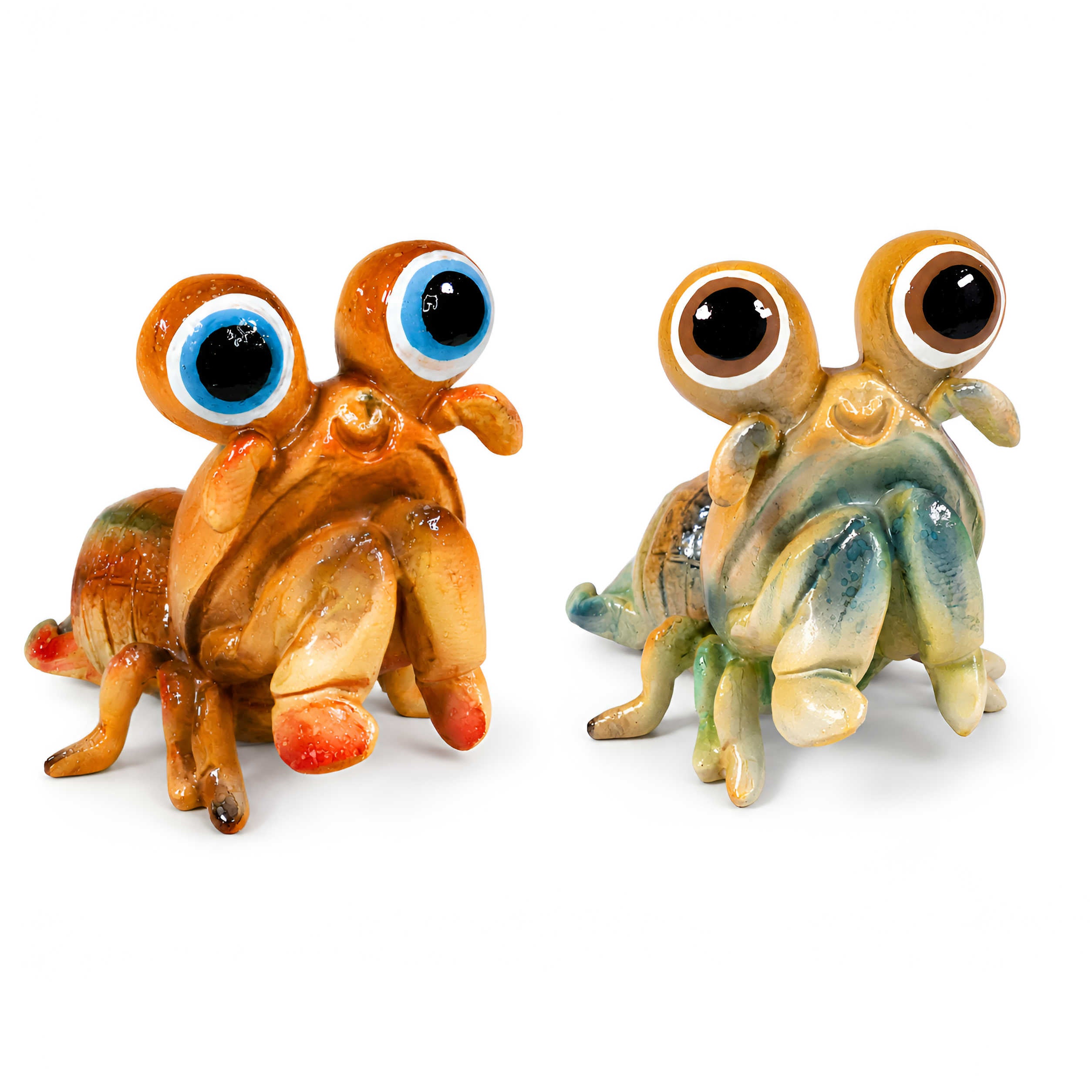 Garnele Figur glänzend Grün & Orange für maritime Deko innen und außen