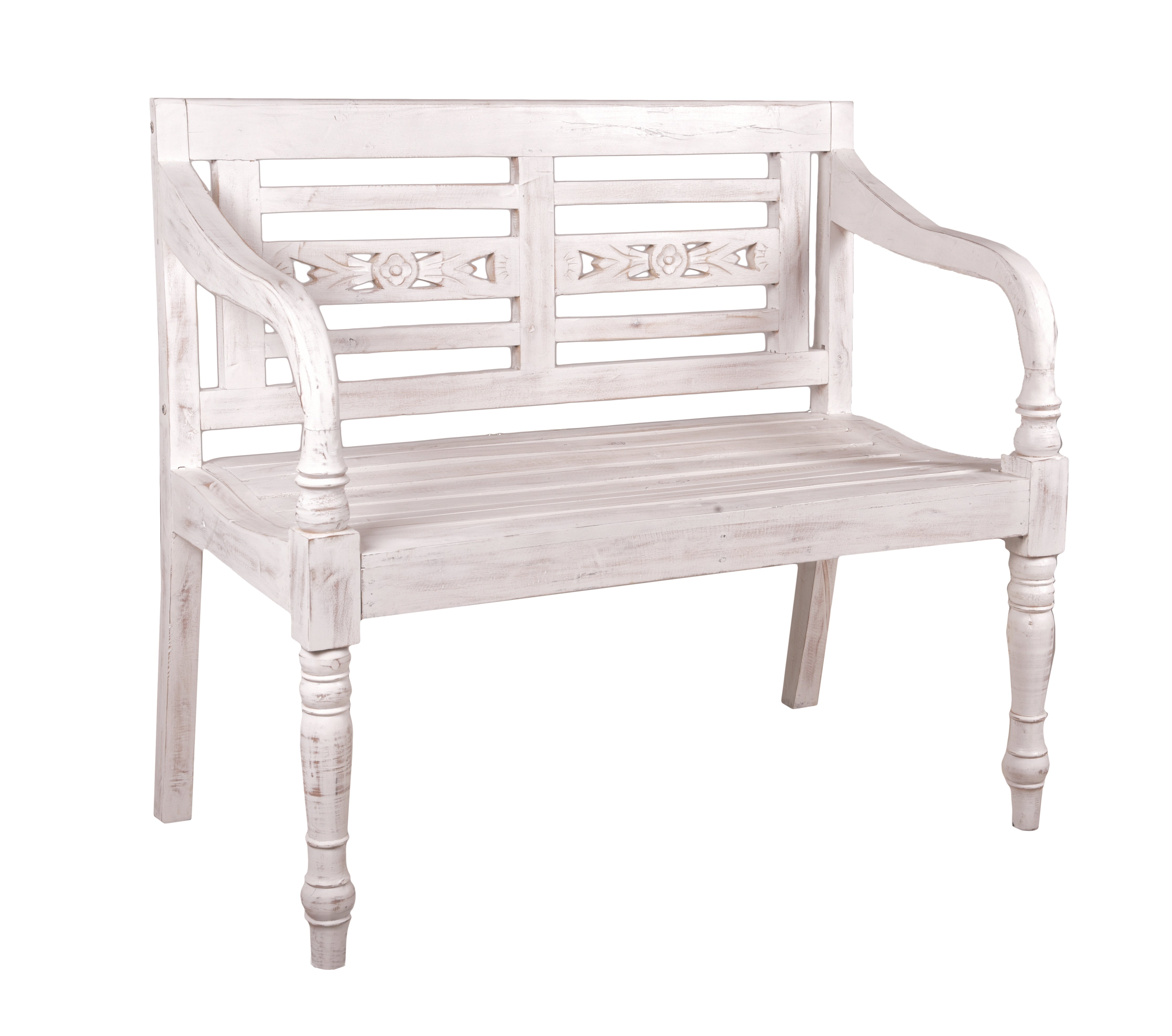 Bank MOYO Gartenbank Sitzbank Mahagoni Garden Pleasure weiß-antik