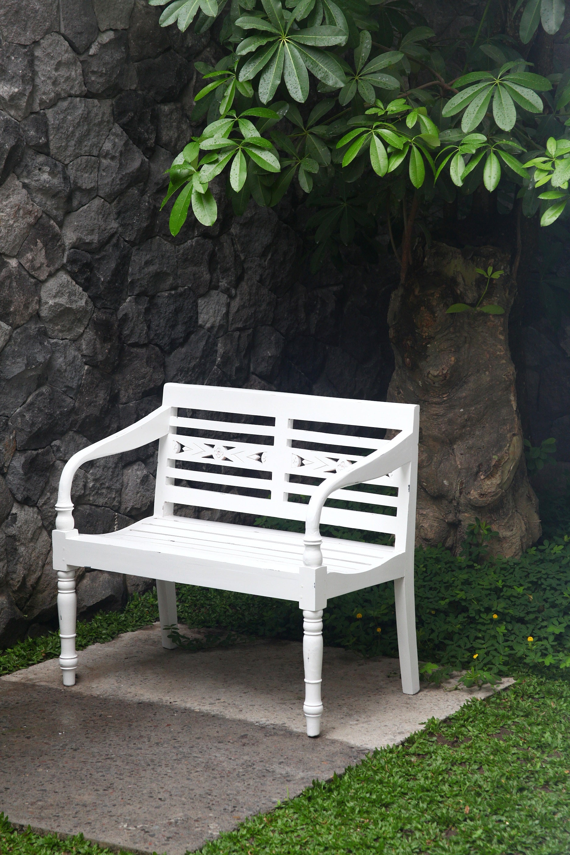 Bank MOYO Gartenbank Sitzbank Mahagoni Garden Pleasure weiß-antik