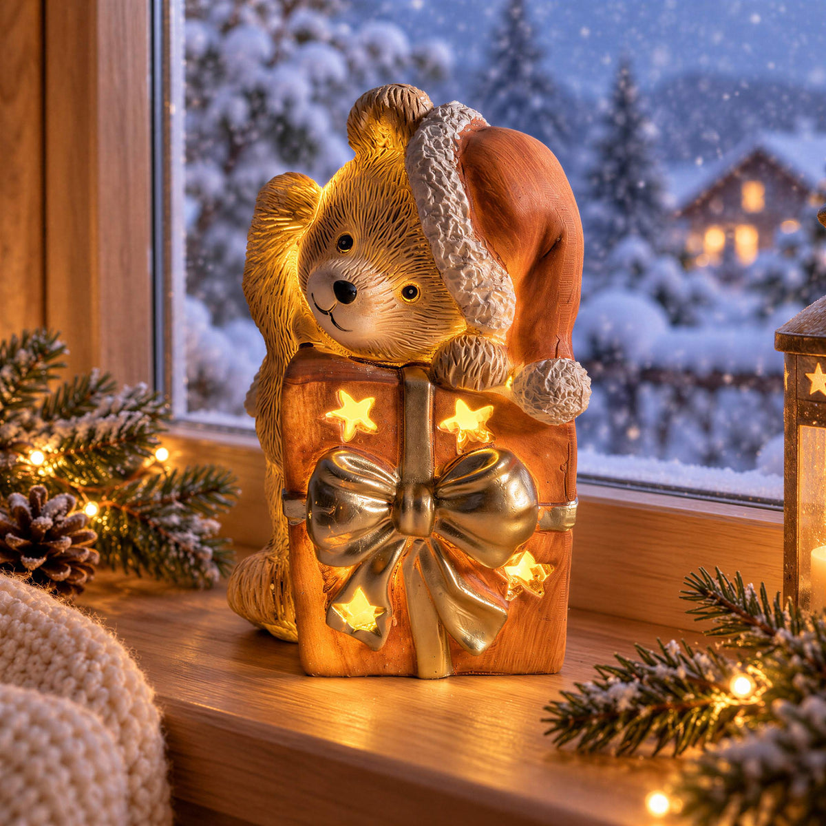 Bär Figur LED Weihnachtsdeko mit Batterie Weihnachtsbär Tischdeko Varianten