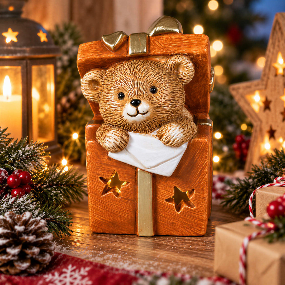 Bär Figur LED Weihnachtsdeko mit Batterie Weihnachtsbär Tischdeko Varianten
