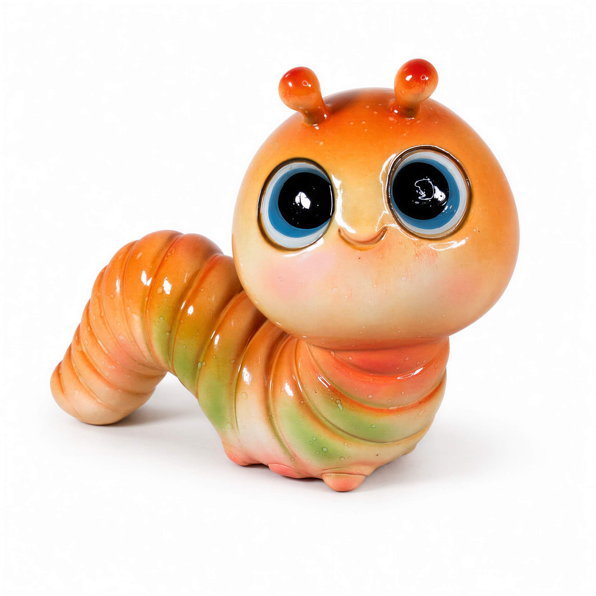 GlossiBande Wattwurm Figur Deko Wurm glänzend groß oder klein in Grün und Orange