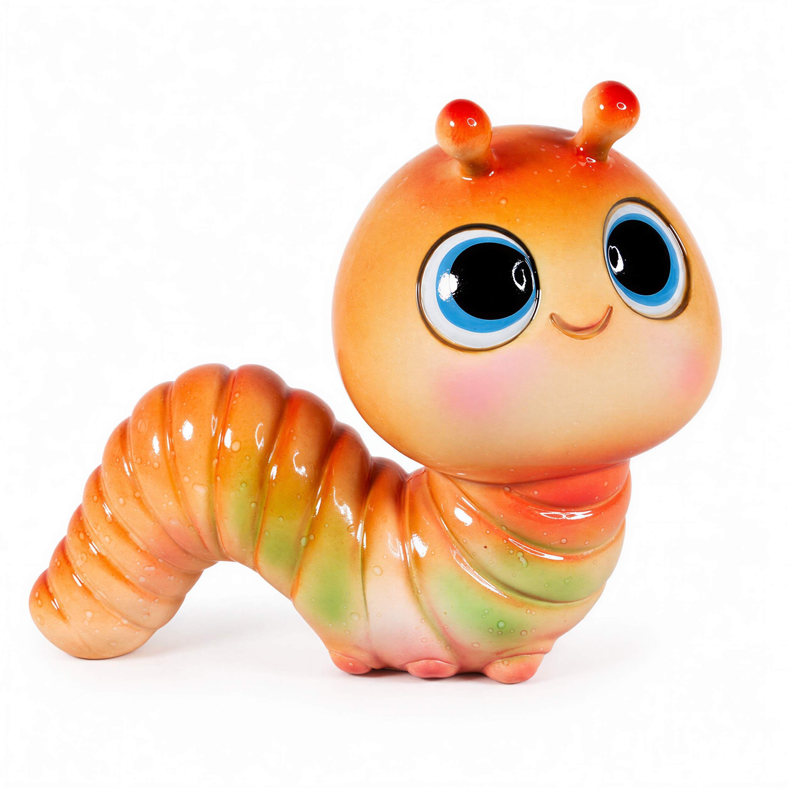 GlossiBande Wattwurm Figur Deko Wurm glänzend groß oder klein in Grün und Orange