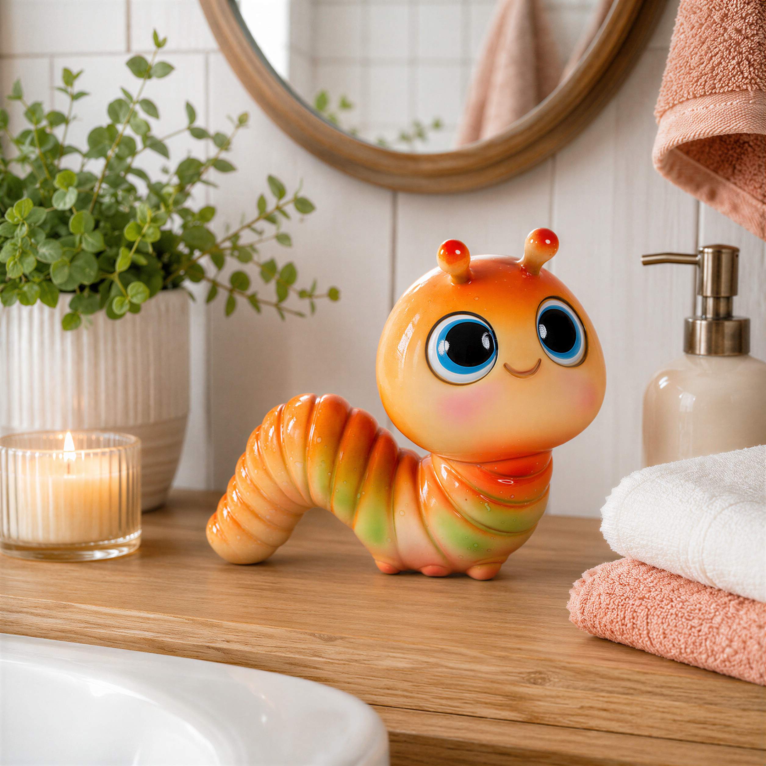 GlossiBande Wattwurm Figur Deko Wurm glänzend groß oder klein in Grün und Orange