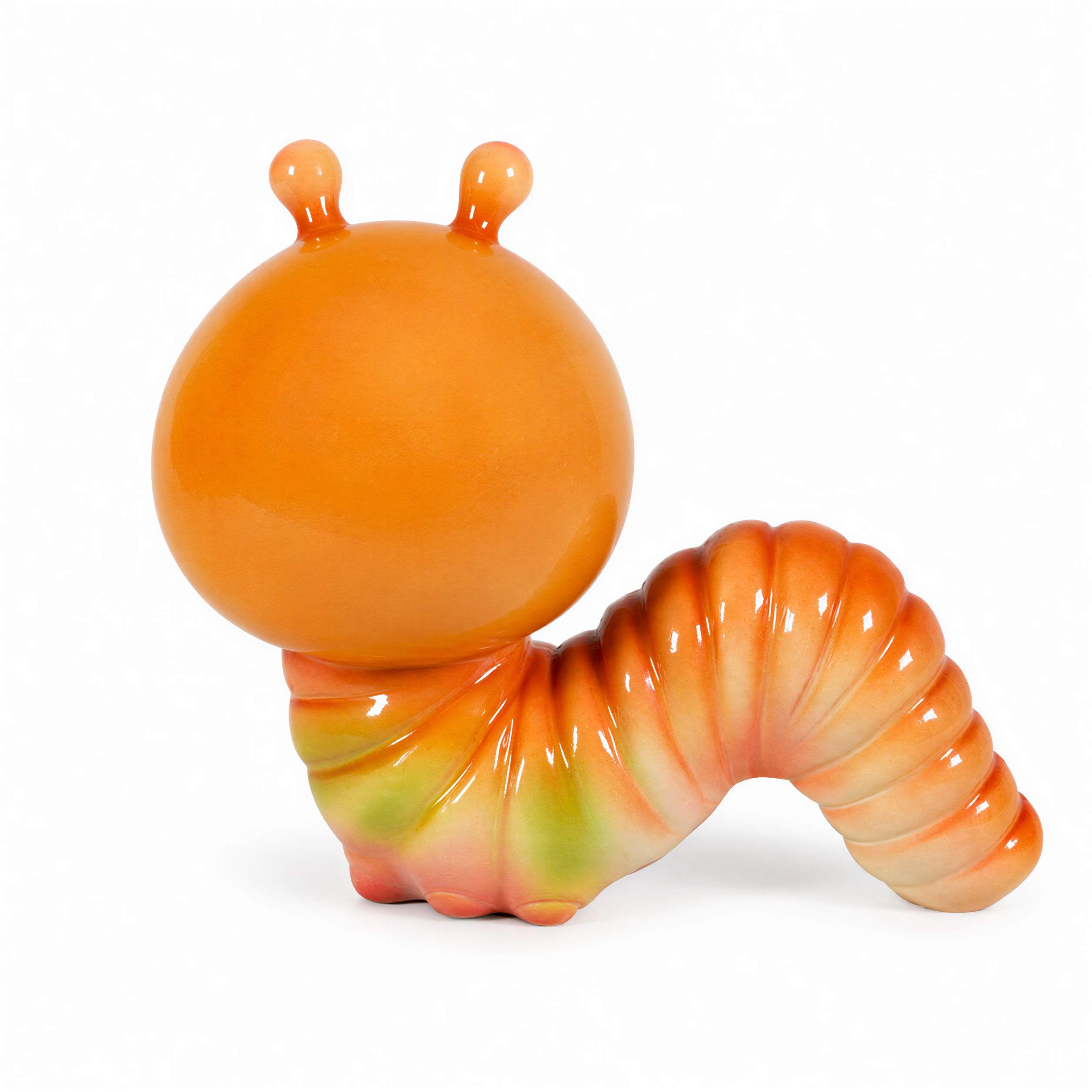 GlossiBande Wattwurm Figur Deko Wurm glänzend groß oder klein in Grün und Orange