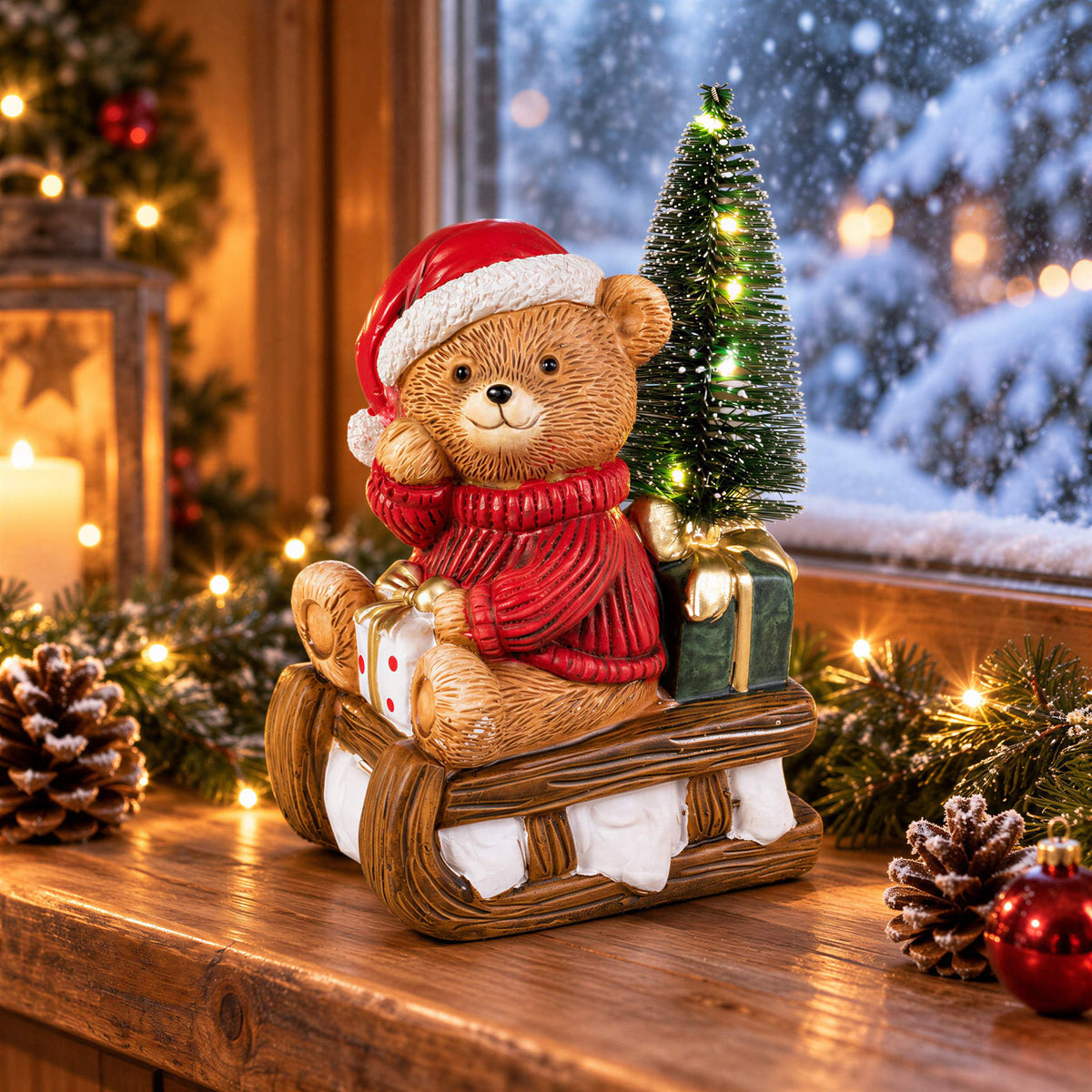 Bär Figur LED Weihnachtsdeko mit Batterie Weihnachtsbär Tischdeko Varianten