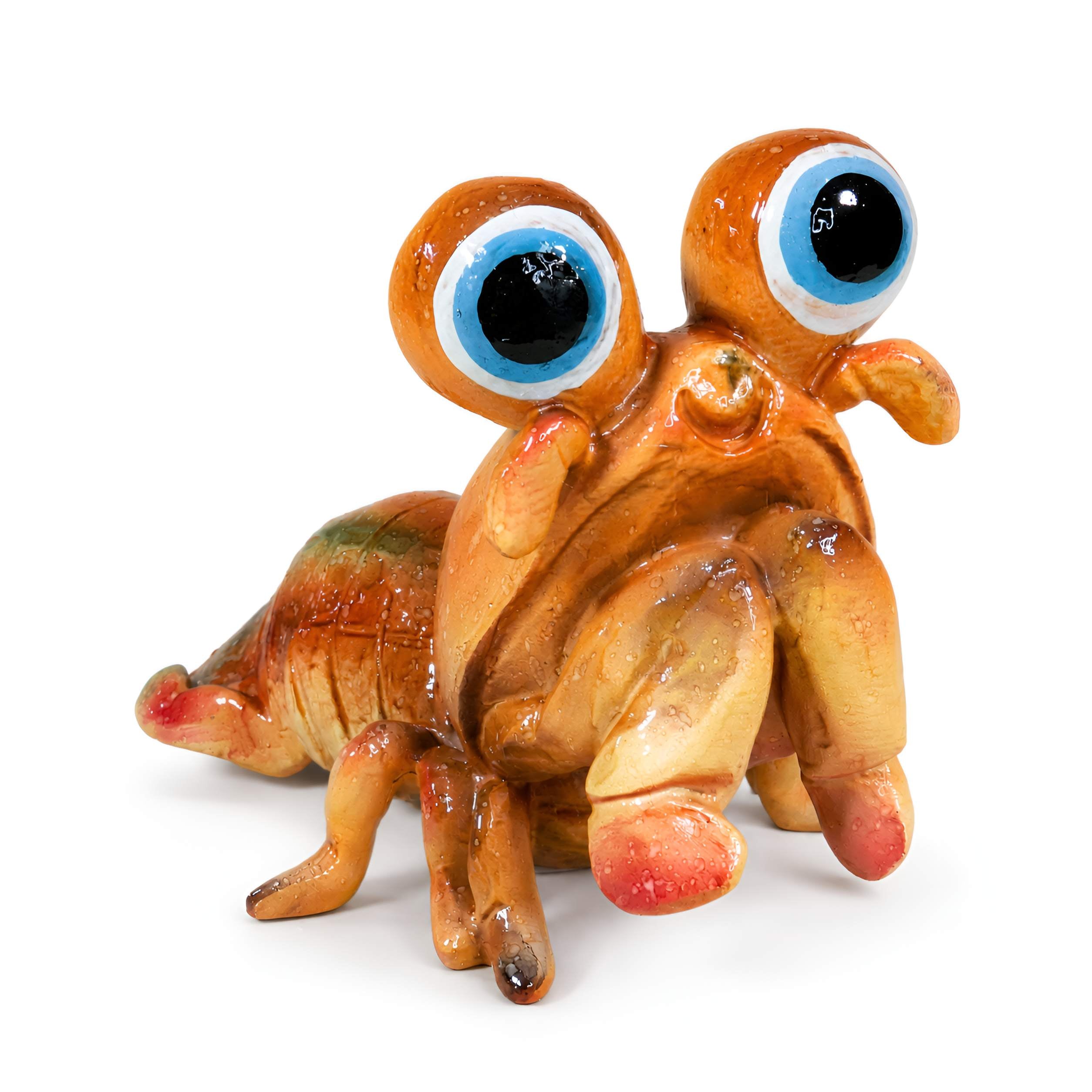 Garnele Figur glänzend Grün & Orange für maritime Deko innen und außen