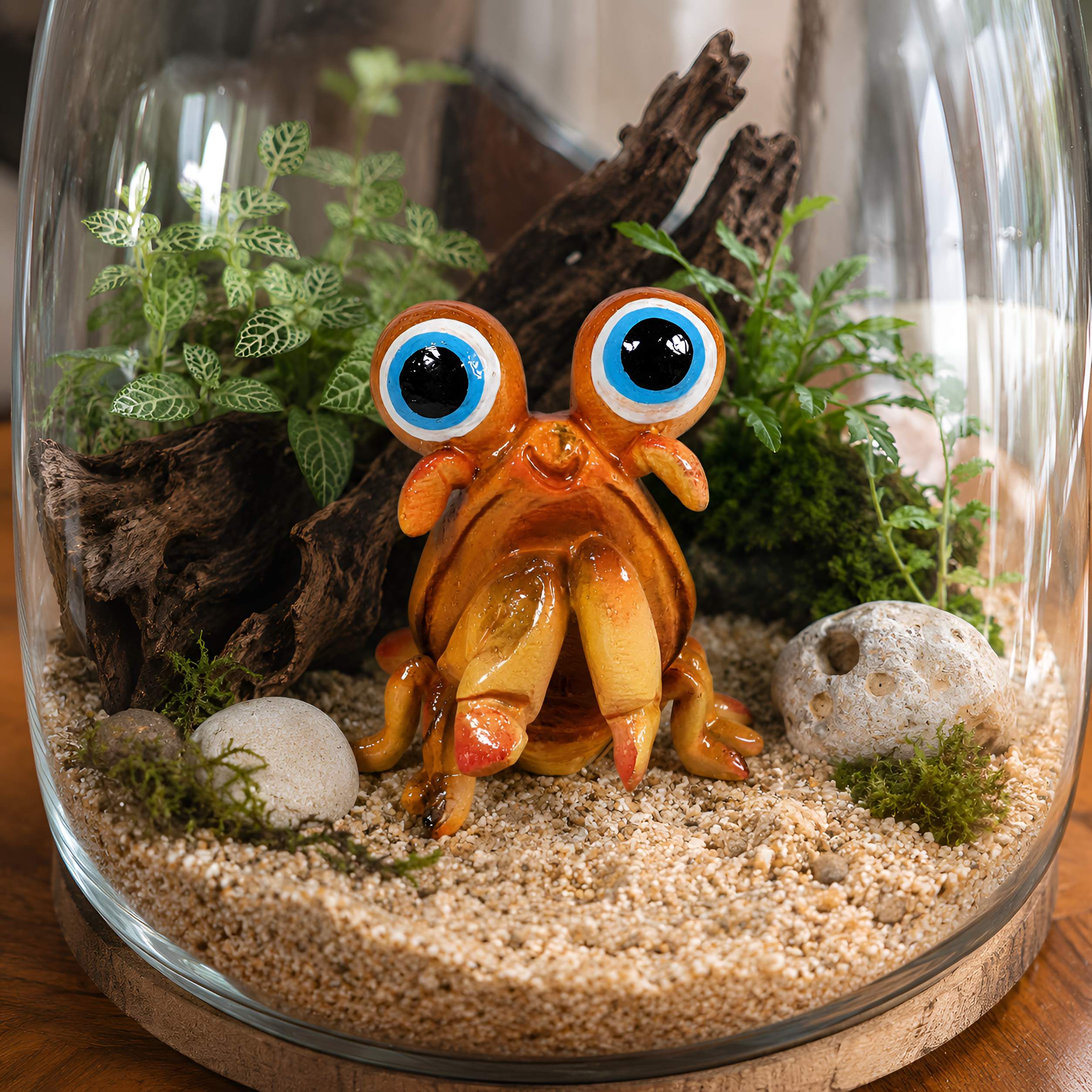 Garnele Figur glänzend Grün & Orange für maritime Deko innen und außen