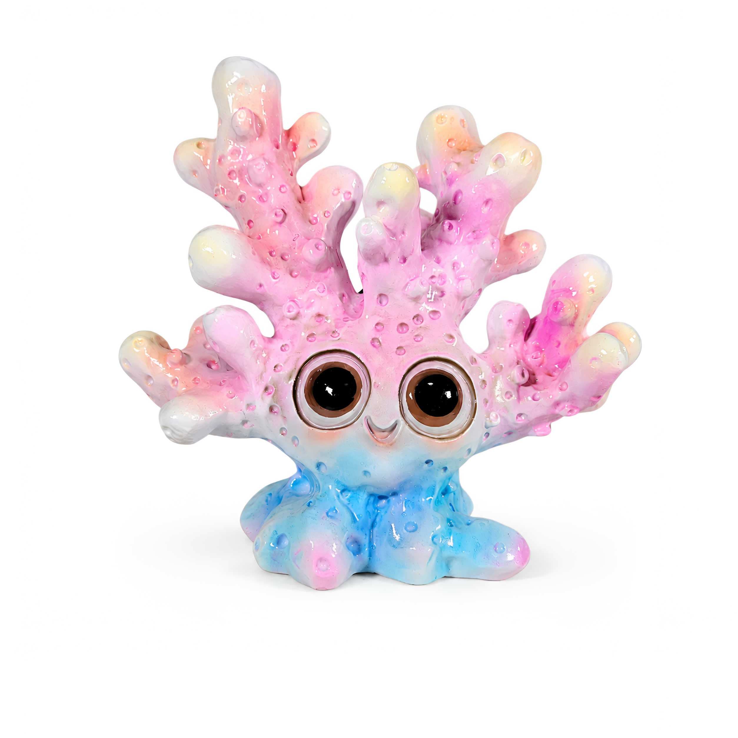 Koralle Figur glänzend Blau-Rosa & Orange in 3 Größen für maritime Deko
