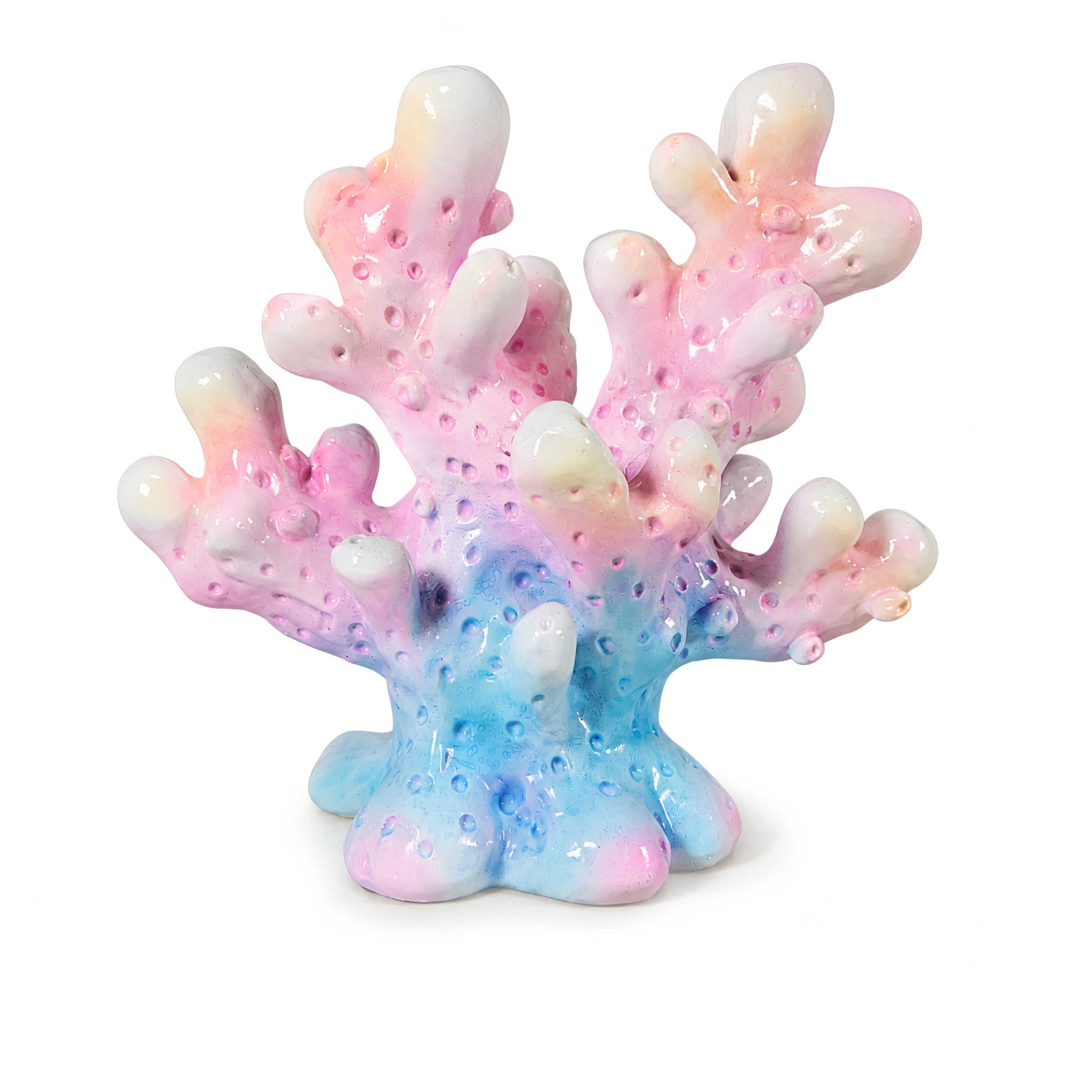 Koralle Figur glänzend Blau-Rosa & Orange in 3 Größen für maritime Deko