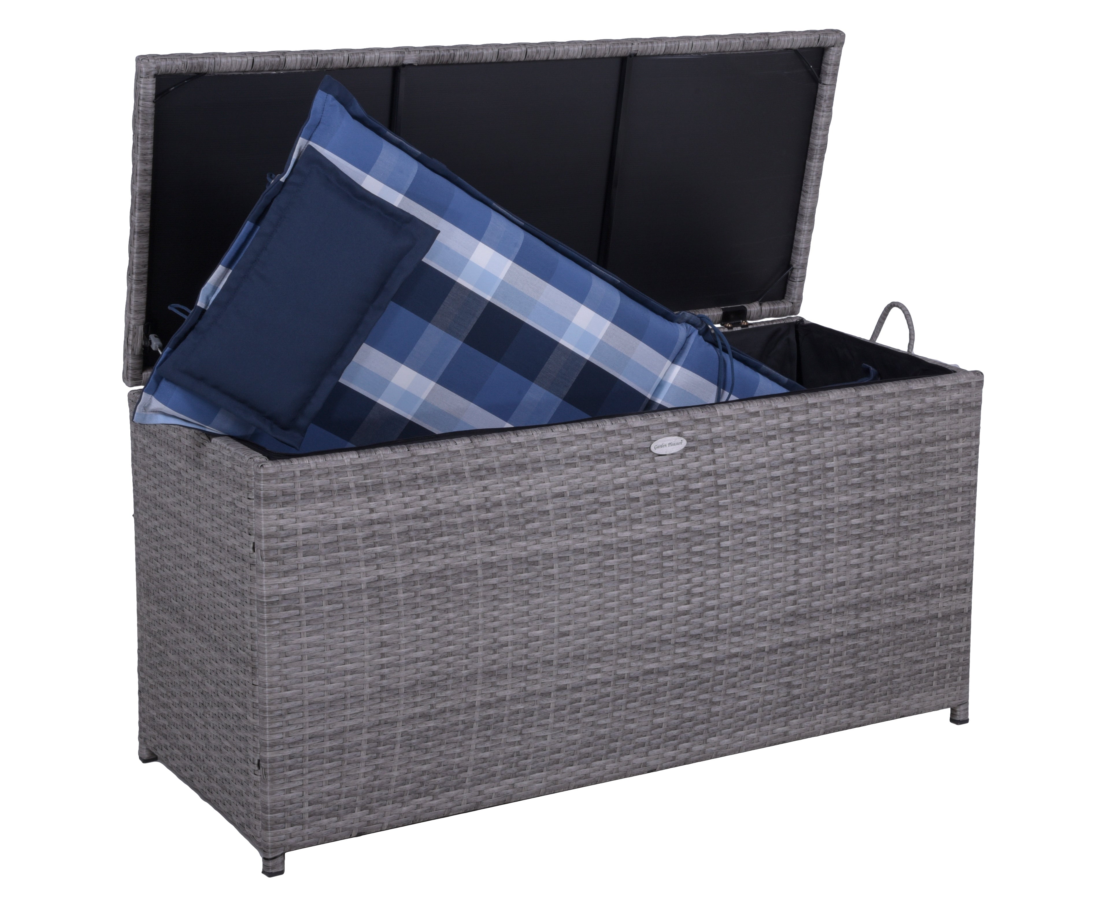 Auflagenbox PATRAS Kissenbox Gartenbox Gartentruhe Polyrattan hellgrau Garden Pleasure
