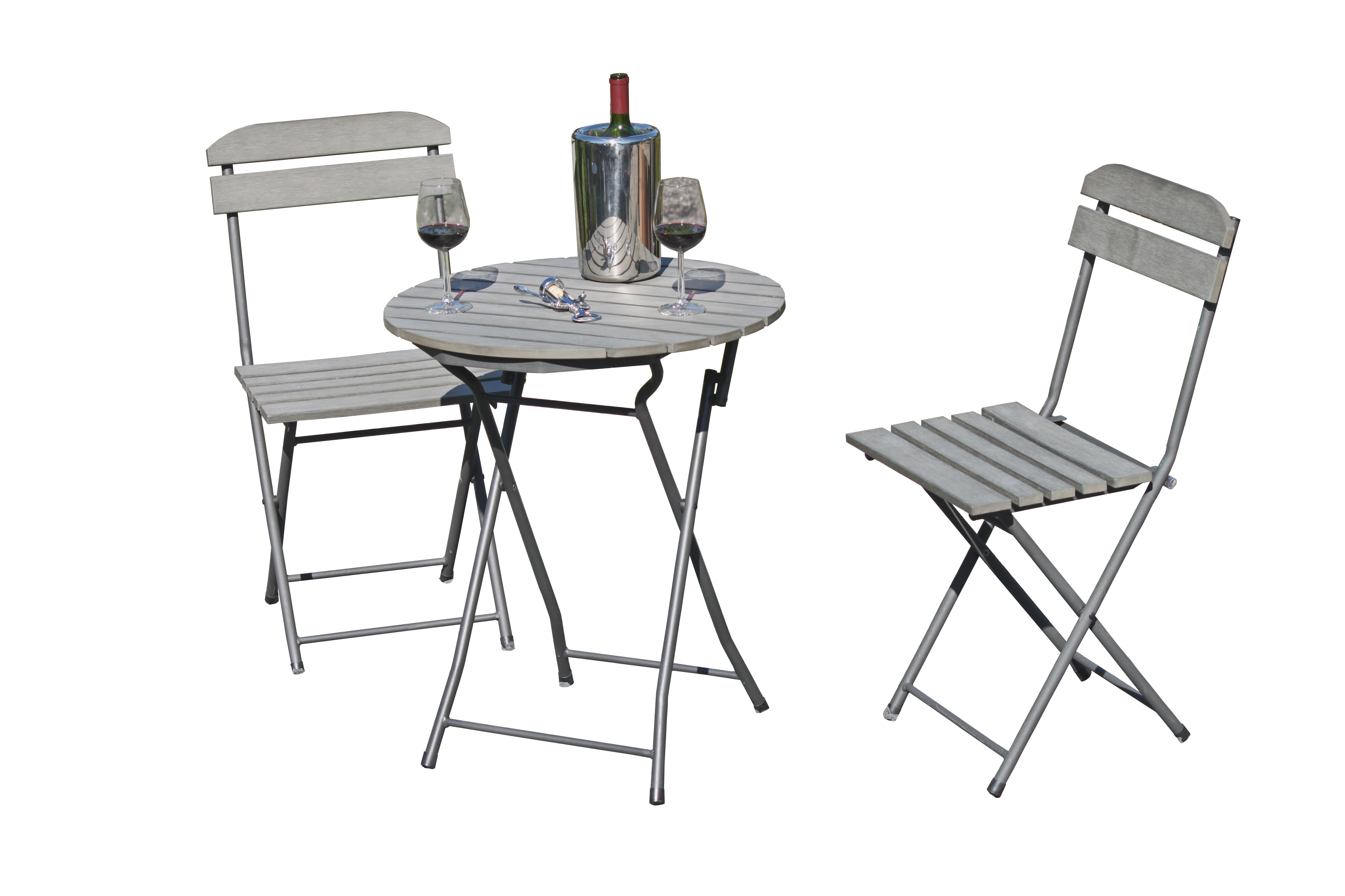 Balkonset LUGO 3-teilig Sitzgruppe Balkonmöbel Tisch Stühle Stahl Nonwood Garden Pleasure