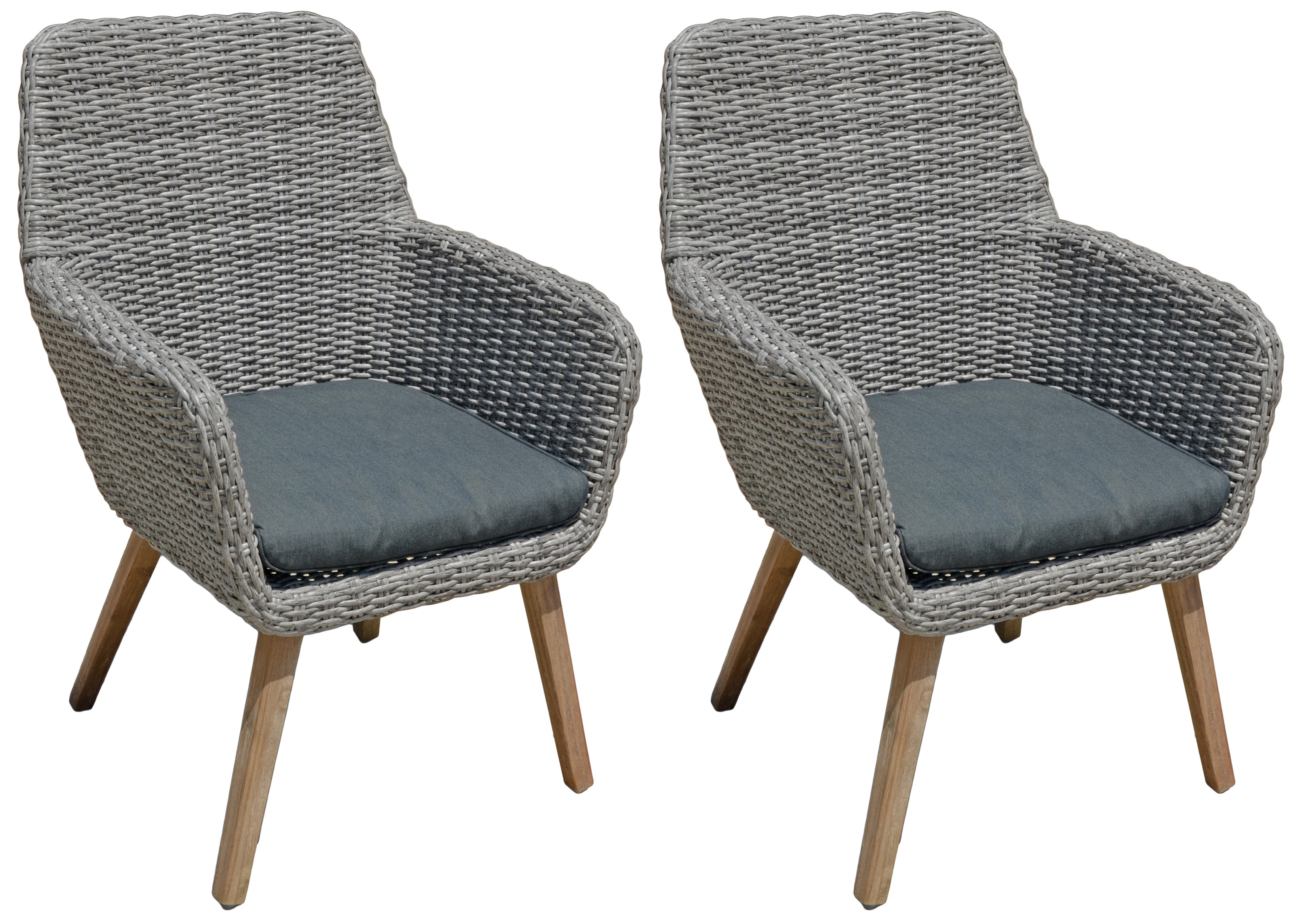 2er Set Sessel RAPALLO Loungesessel Gartensessel Polyrattan Akazie Garden Pleasure