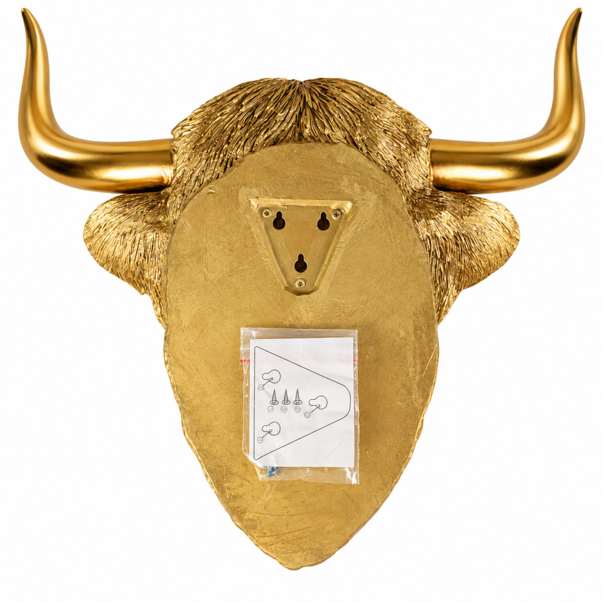 Highland Cattle Kopf Wanddeko gold Hochlandrind Wandfigur für Wohnzimmer und Eingangsbereich