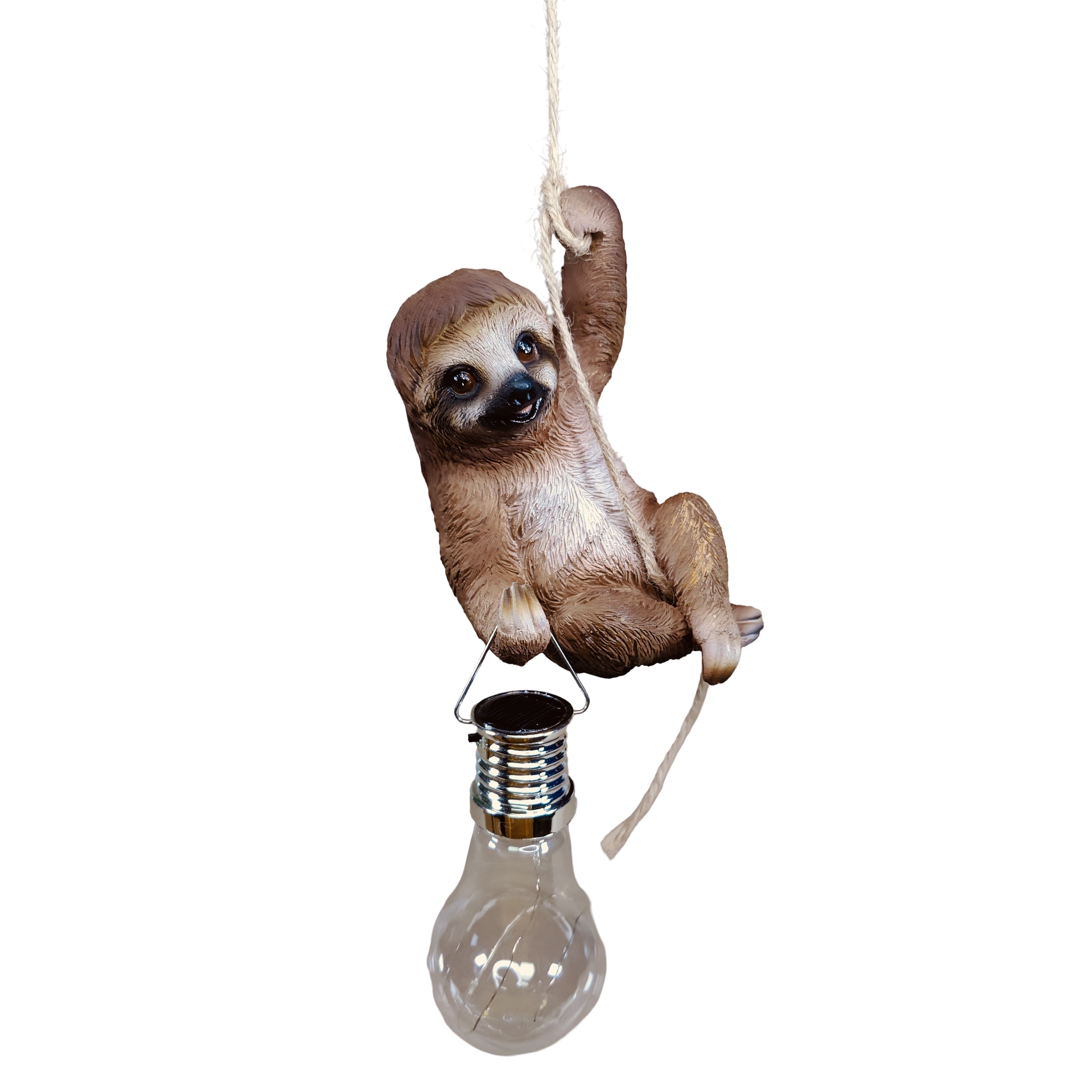 Faultier Figur mit Solarlampe - Faultier Deko als Gartenfigur zum Aufhängen