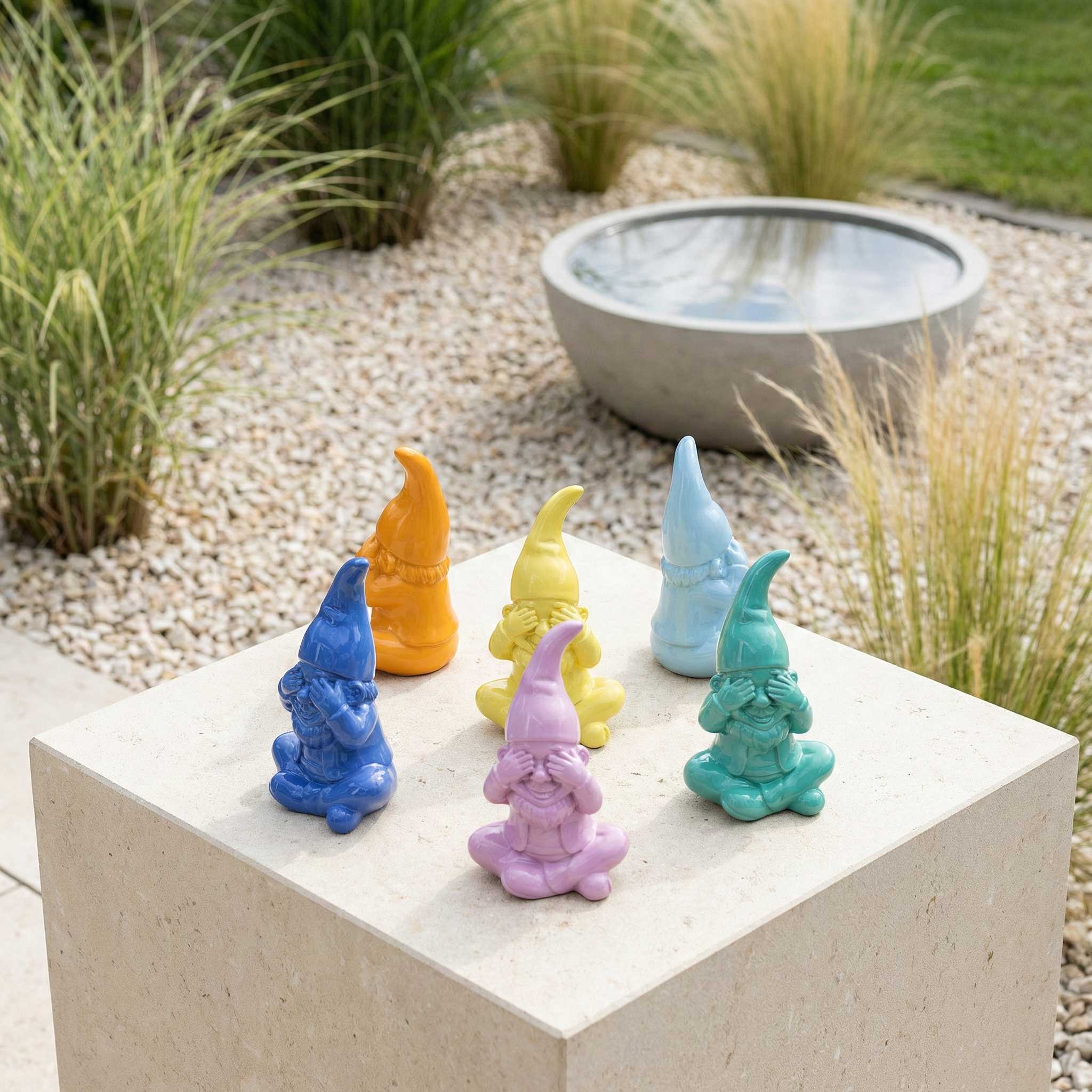 Gartenzwerg nichts sehen -GartenPoser- Zwerg Deko in Pastell Hochglanz 2 Größen 6 Farben (BlindPoser)