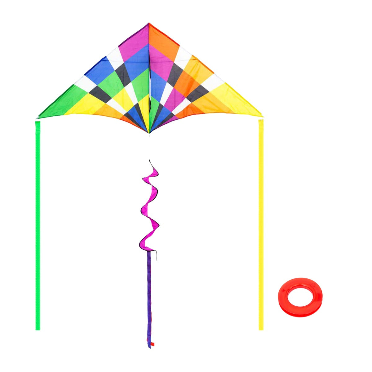 Kinderdrachen Einleiner Drachen HQ Delta Rainbow Checker 210 cm Flugdrache