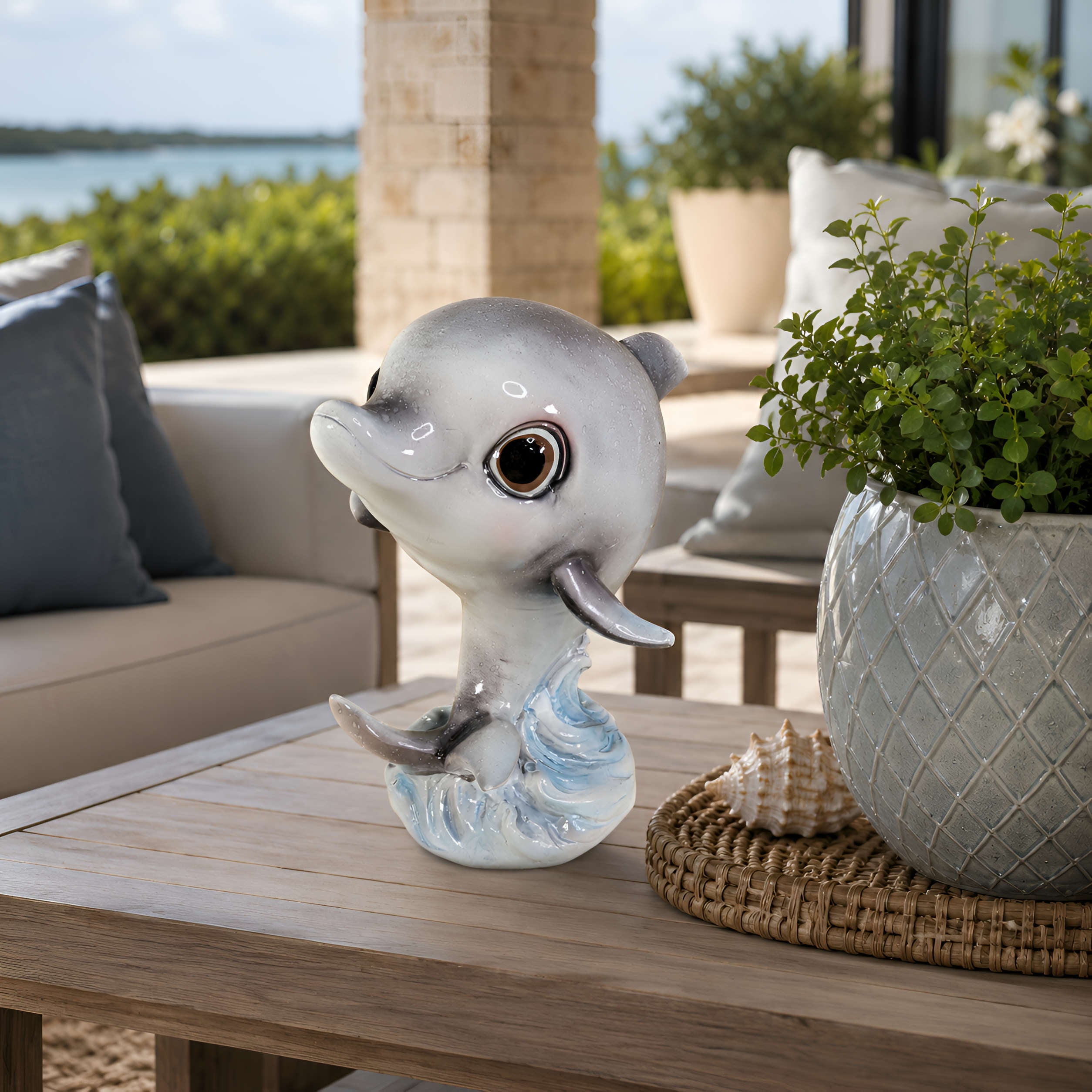 Delfin Figur glänzend klein & groß für maritime Deko innen & außen