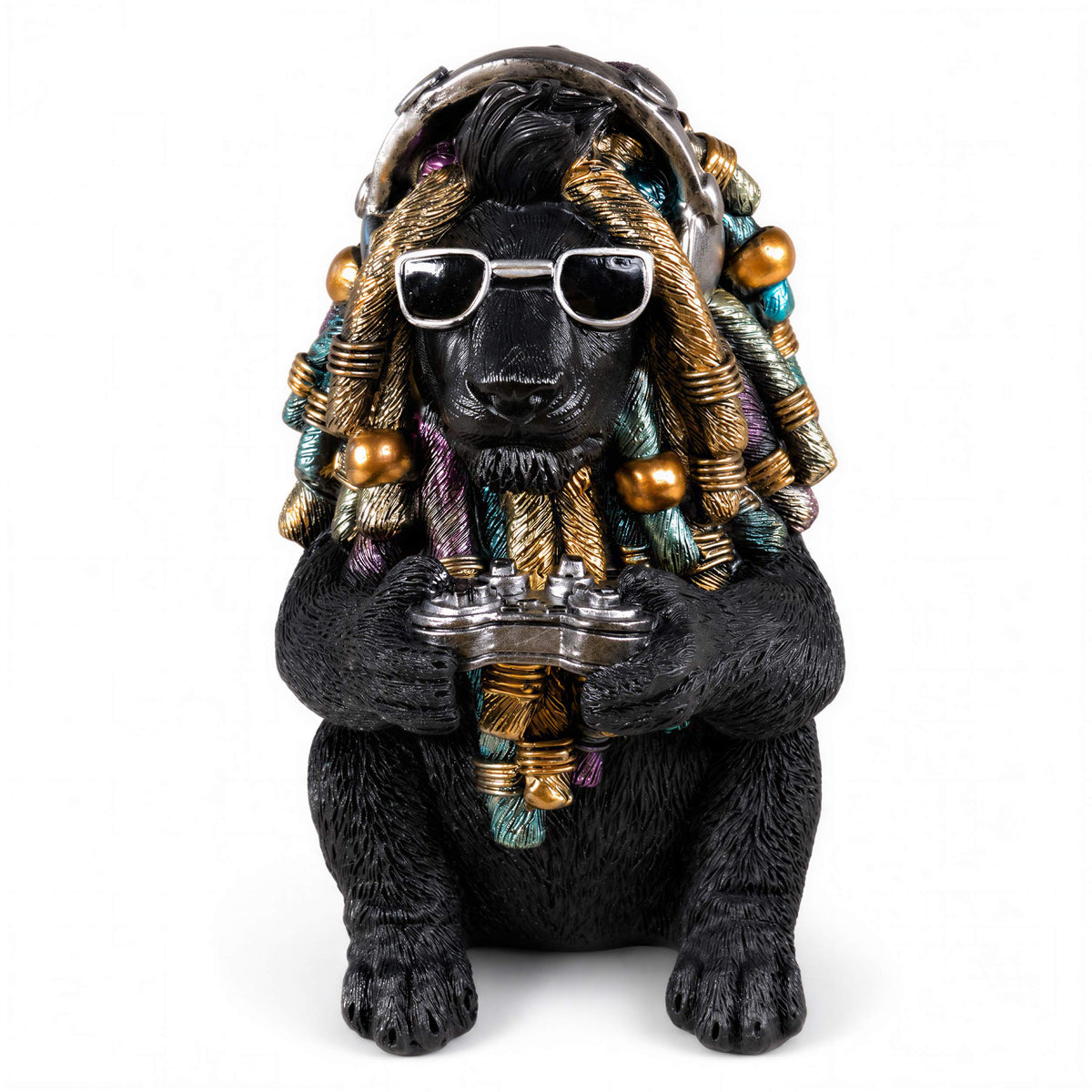 Löwe Figur Urban Royals mit Dreadlocks Controller Kopfhörer Geschenk für Gamer