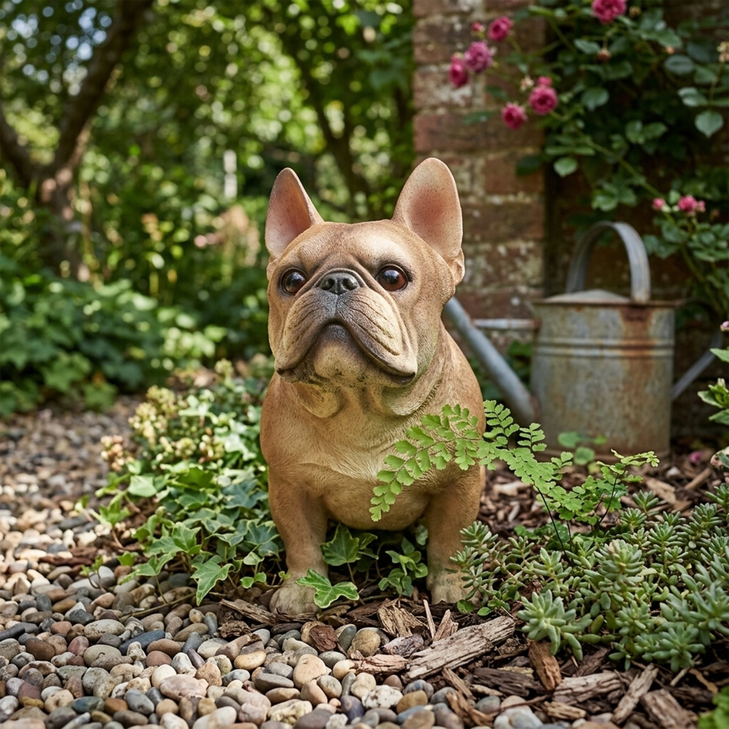 Französische Bulldogge Figur XL Hundefigur lebensecht Gartendeko Hunde Deko stehend