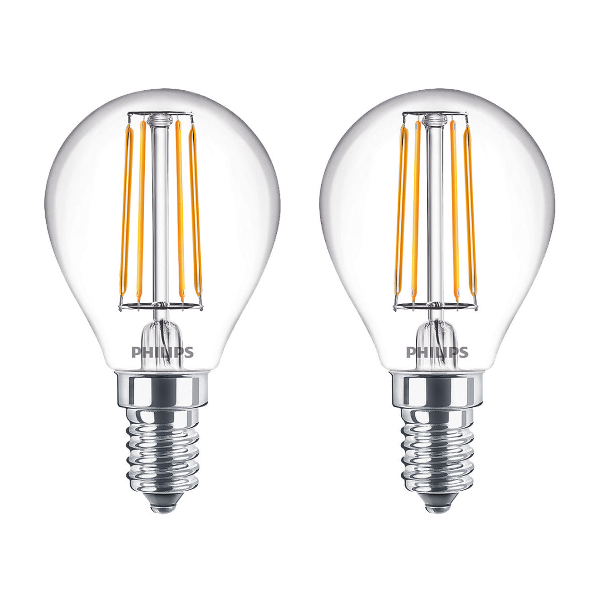 Philips LED Leuchtmittel 4,3W (40W) warmweiß 2er-Pack E14 [Energieklasse F]