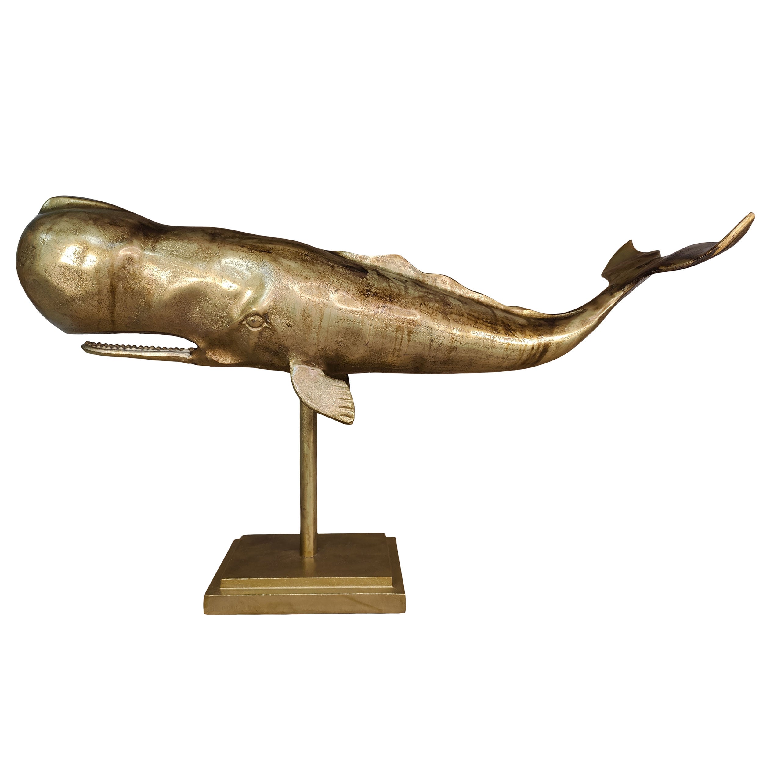 Pottwal Figur Wal Deko in Gold als hochwertige maritime Deko für Wohnzimmer & Büro