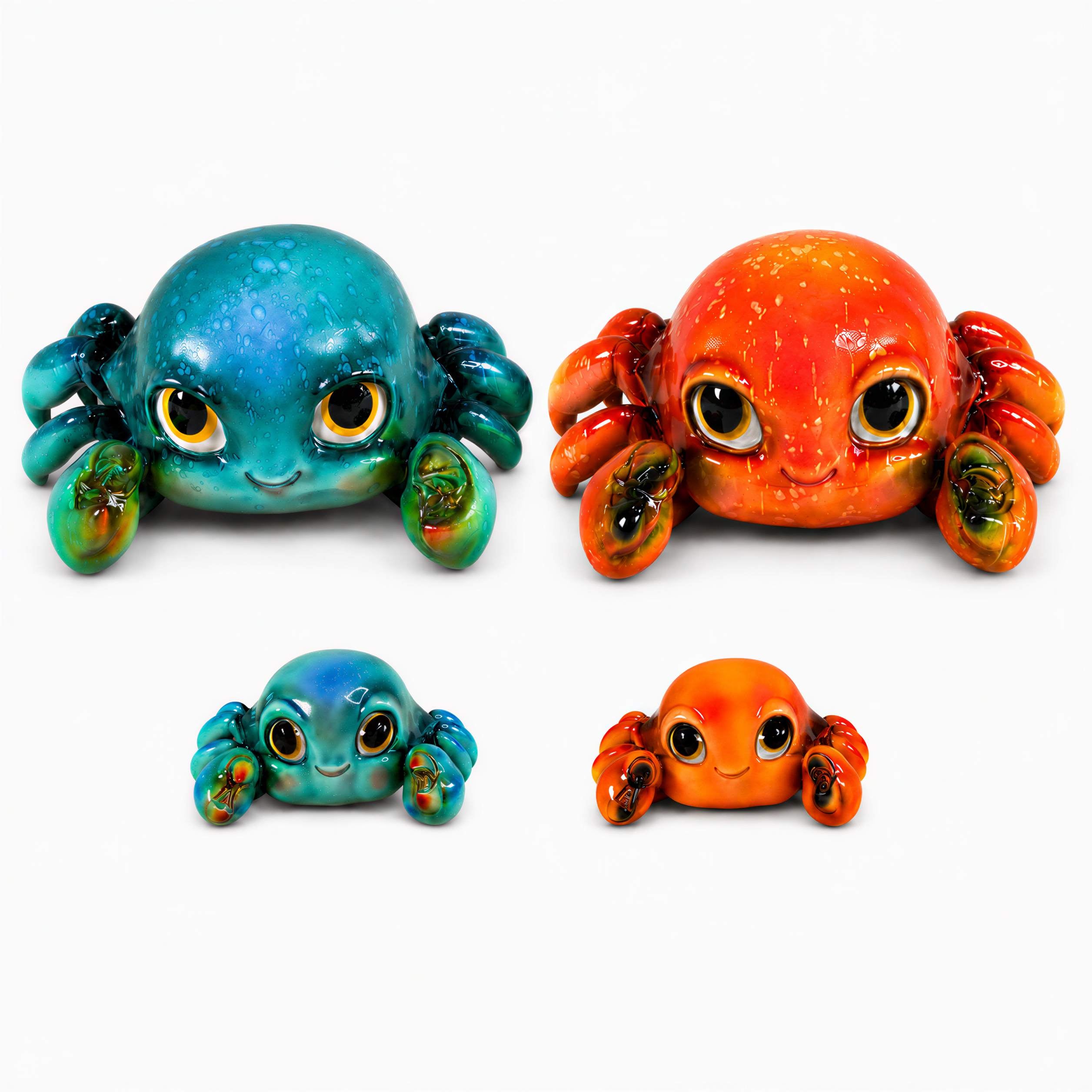 GlossiBande Krabbe Figur glänzend Deko Krabbe groß oder klein in Blau und Orange